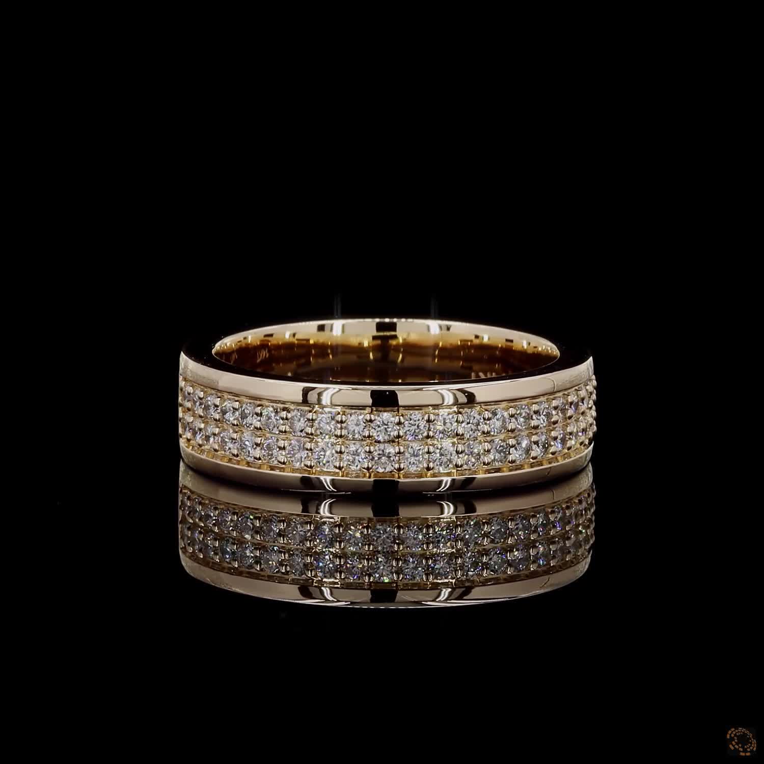 0.91 Ct Yellow Gold 62 Round Diamond Wedding Band Ring