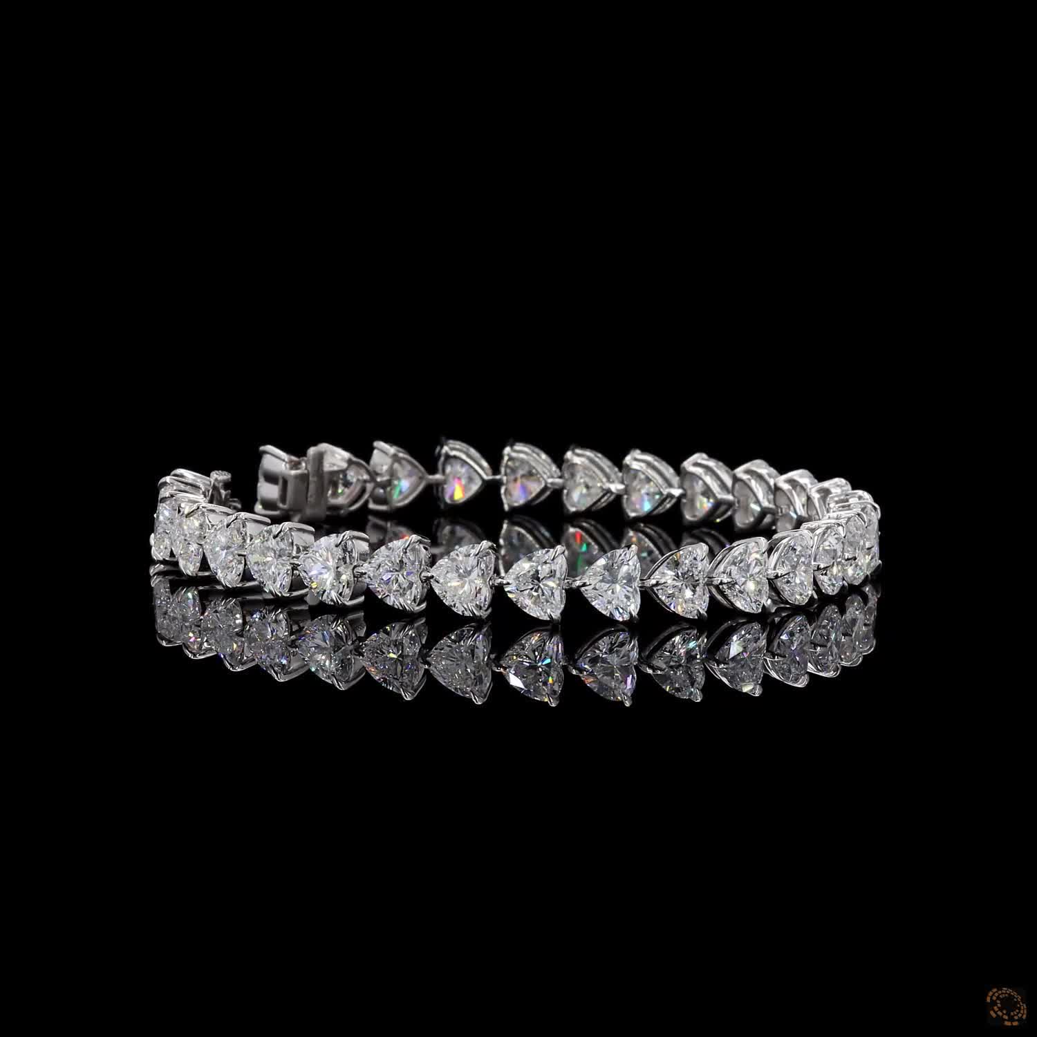 22.70 Ct Luxury Heart Cut Diamond Tennis Bracelet | Lab Grown Diamond White Gold Bracelet