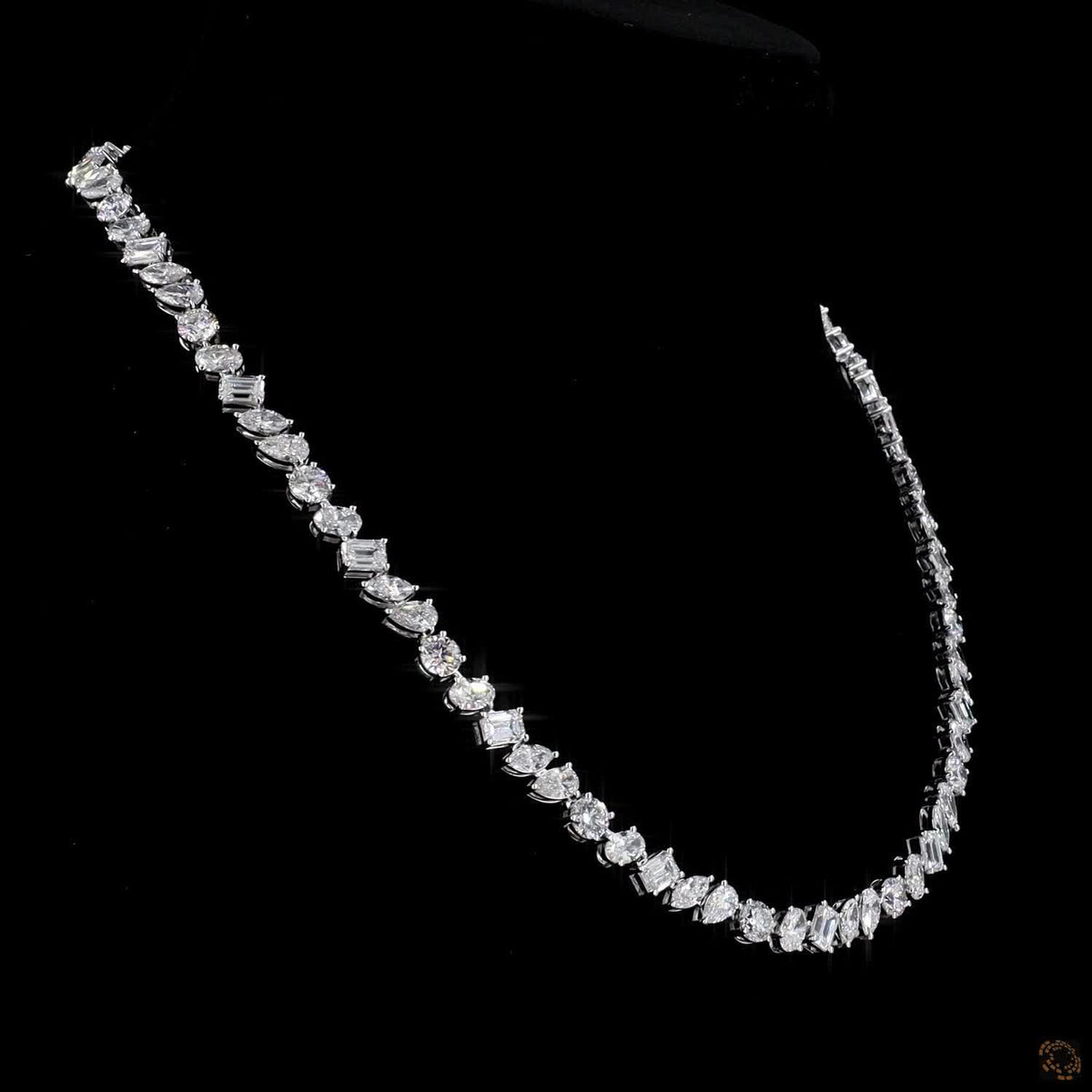 25.92 Ct Multi-Shape Fancy Cut Diamond Tennis Necklace in White Gold