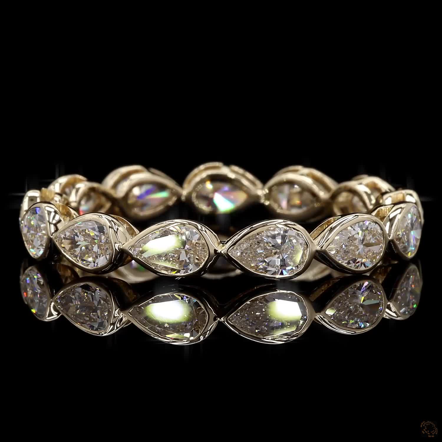 3.24 Ct Horizontal Pear-Shaped Diamond Full Bezel Eternity Ring