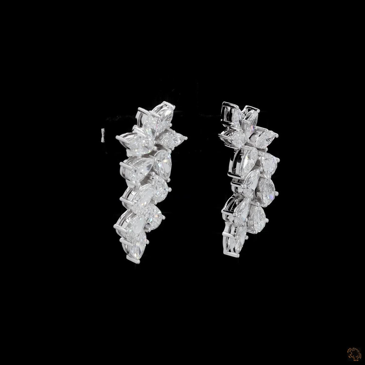 4.38 Ct High-clarity multi-shape diamonds marquise and pear cuts set at dynamic angles for multidirectional sparkle