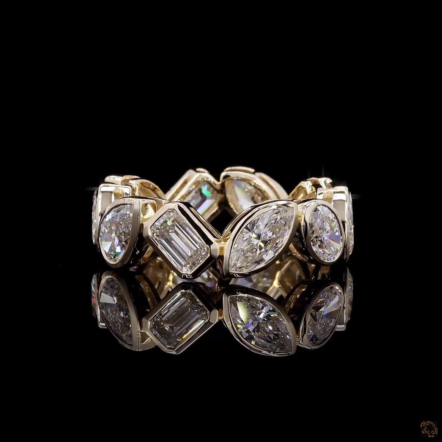 6.31 Ct Mixed Cut Diamond Eternity Band – 14K Yellow Gold