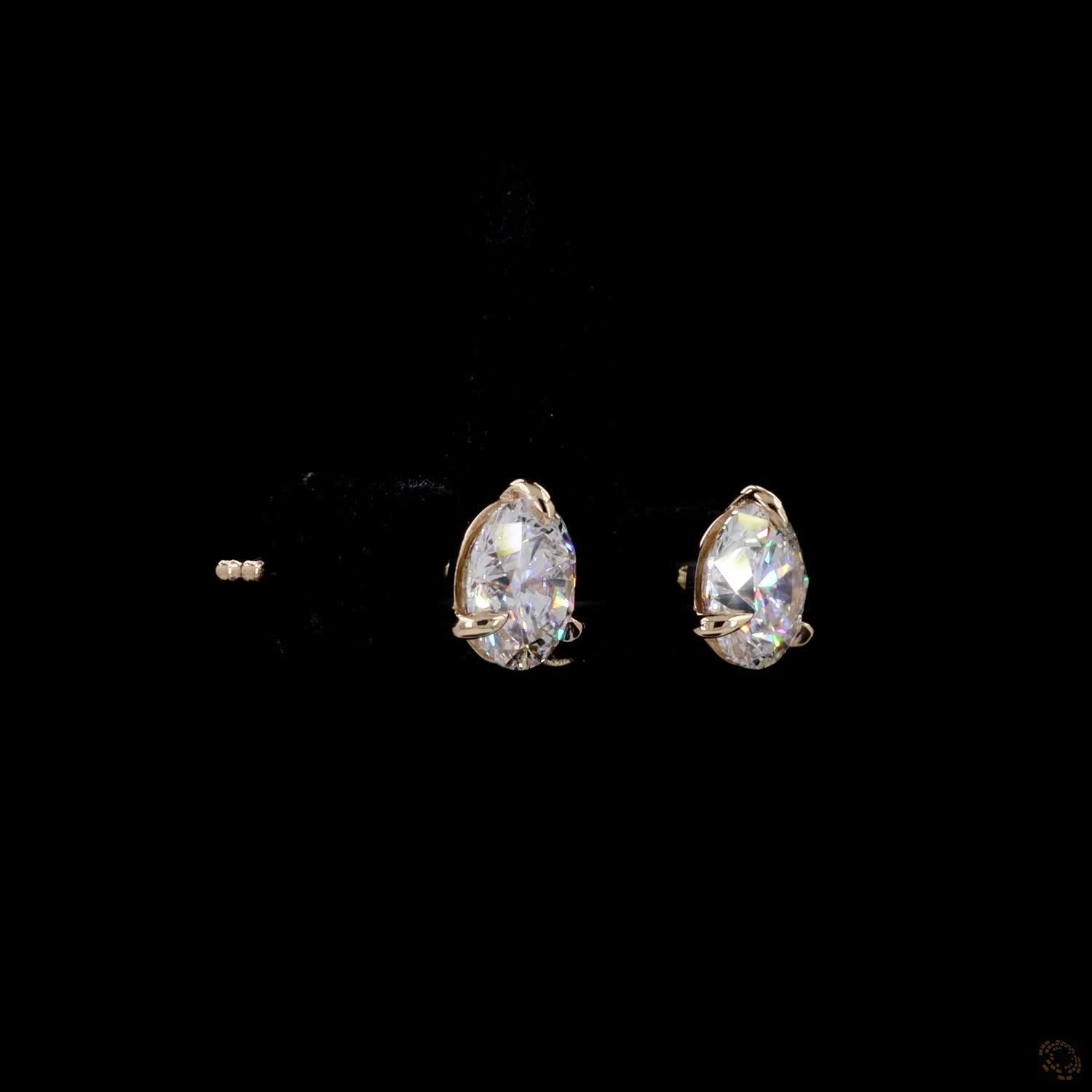 2.13 Ct Round Diamond Solitaire Stud Earrings, High-Polish 14K Yellow Gold 3-Prong Claw Martini Studs for Women
