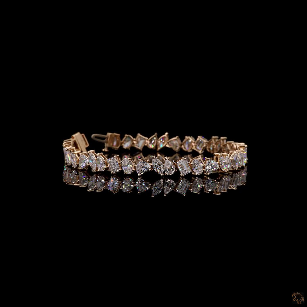 12.68 Ct Mixed Cut Diamond Eternity Line Bracelet in Yellow Gold
