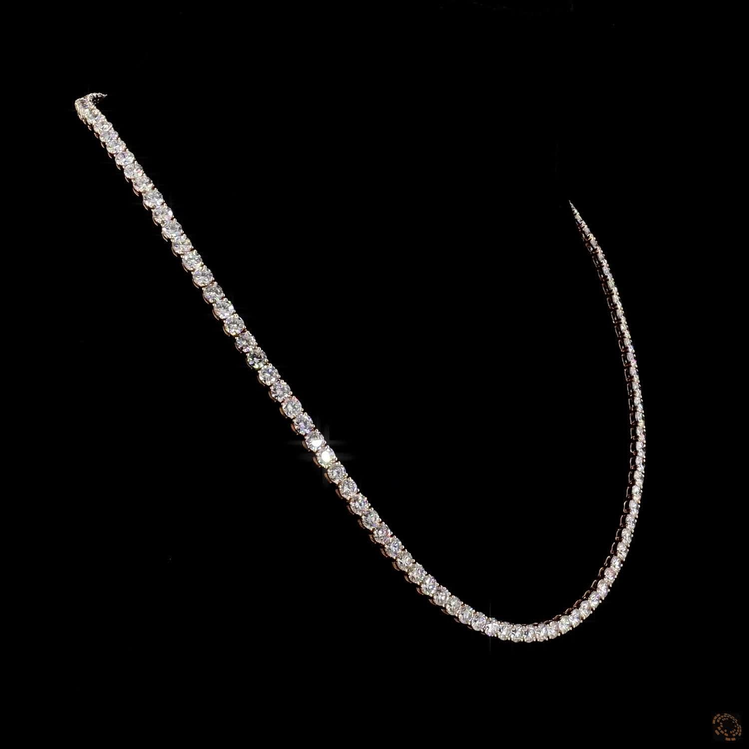 24.64 Ct Single-row continuous prong-set layout featuring uniform round brilliant cut stones