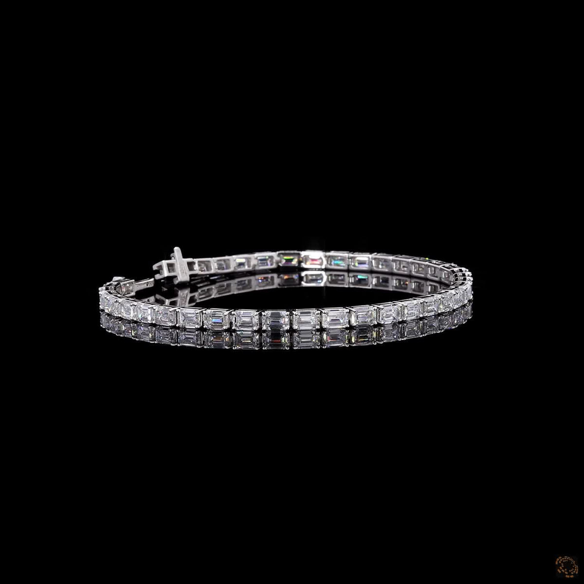 9.95 Ct White Gold Emerald Cut Fancy Bracelet, Horizontal Step Cut Bracelet, Modern Fine Jewelry Gift