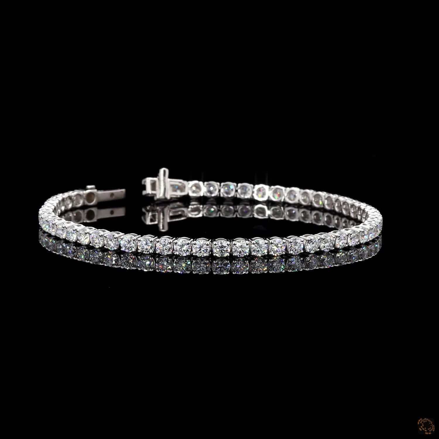 5.92 Ct White Gold Round Cut Moissanite Tennis Bracelet, Traditional 4-Prong Eternity Line Bracelet, Icy Fine Jewelry Gift for Her