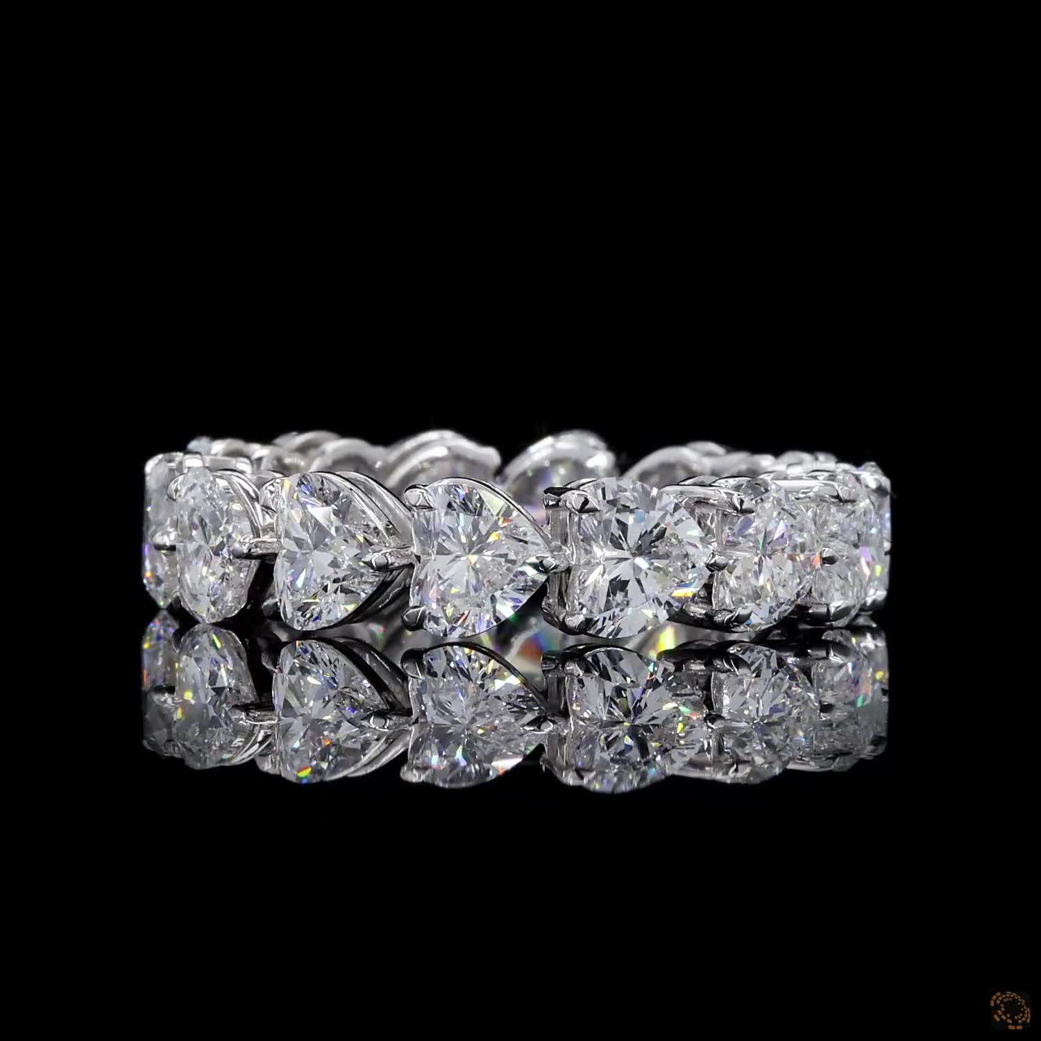 5.38 Ct Heart Shaped Diamond Eternity Ring | 14K White Gold Heart Cut Diamond Wedding Band for Women