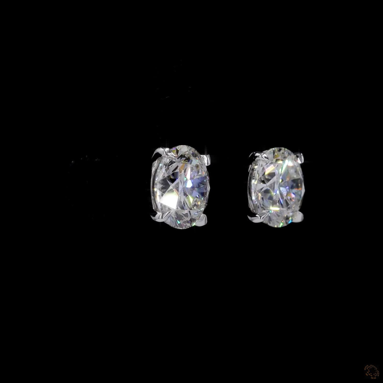 5.03 Ct Diamond Solitaire Stud Earrings, High-Polish 14K White Gold Compass Prongs for Women