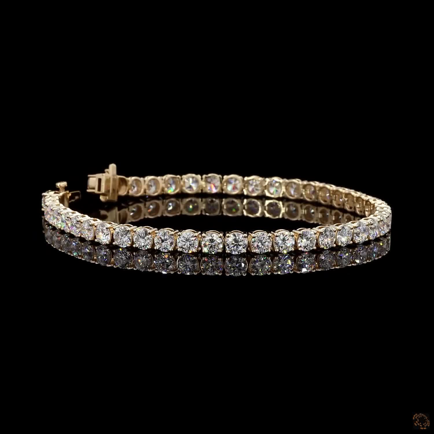 9.34 Ct Graduated Round Tennis Bracelet in 14K Yellow Gold | Center-Focused Diamond Alternative Line Bracelet
