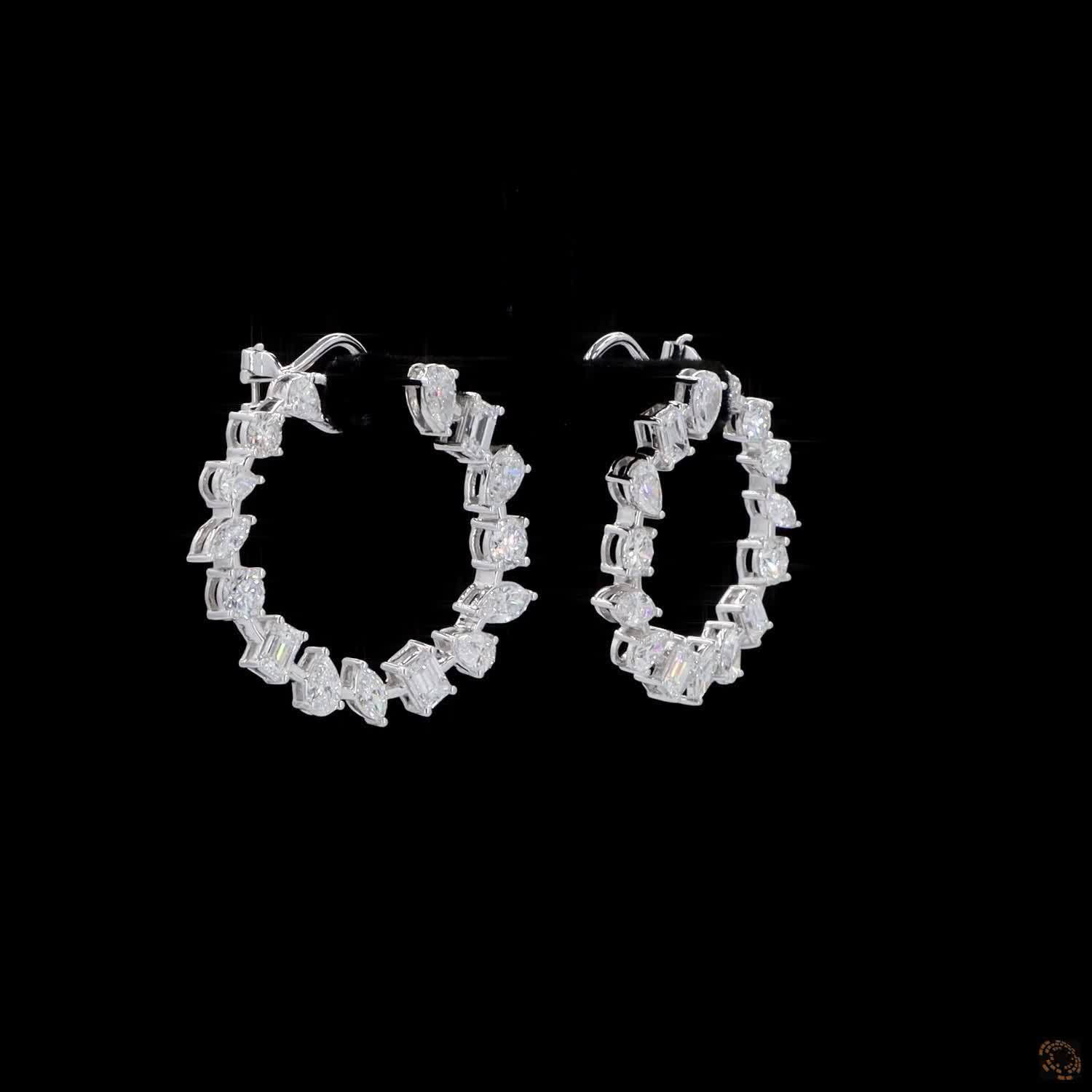 6.30 Ct DIAMOND HOOPS WITH ALTERNATING MIXED FANCY SHAPES