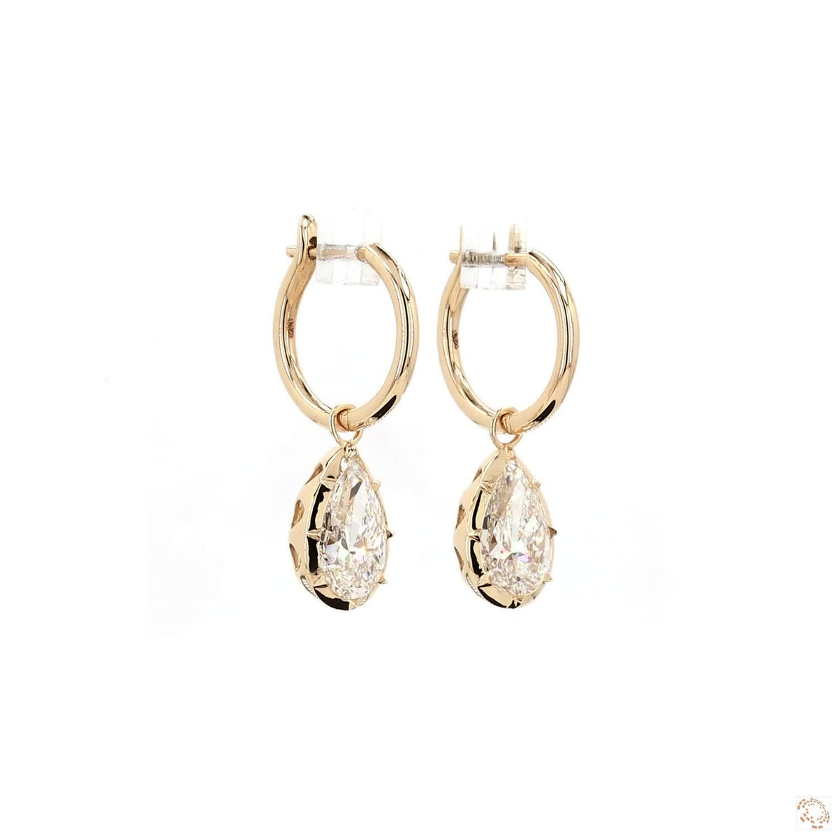 5.07 Ct Gold Pear Solitaire Dangle Earrings | Luxury Pear Cut Crystal Earrings