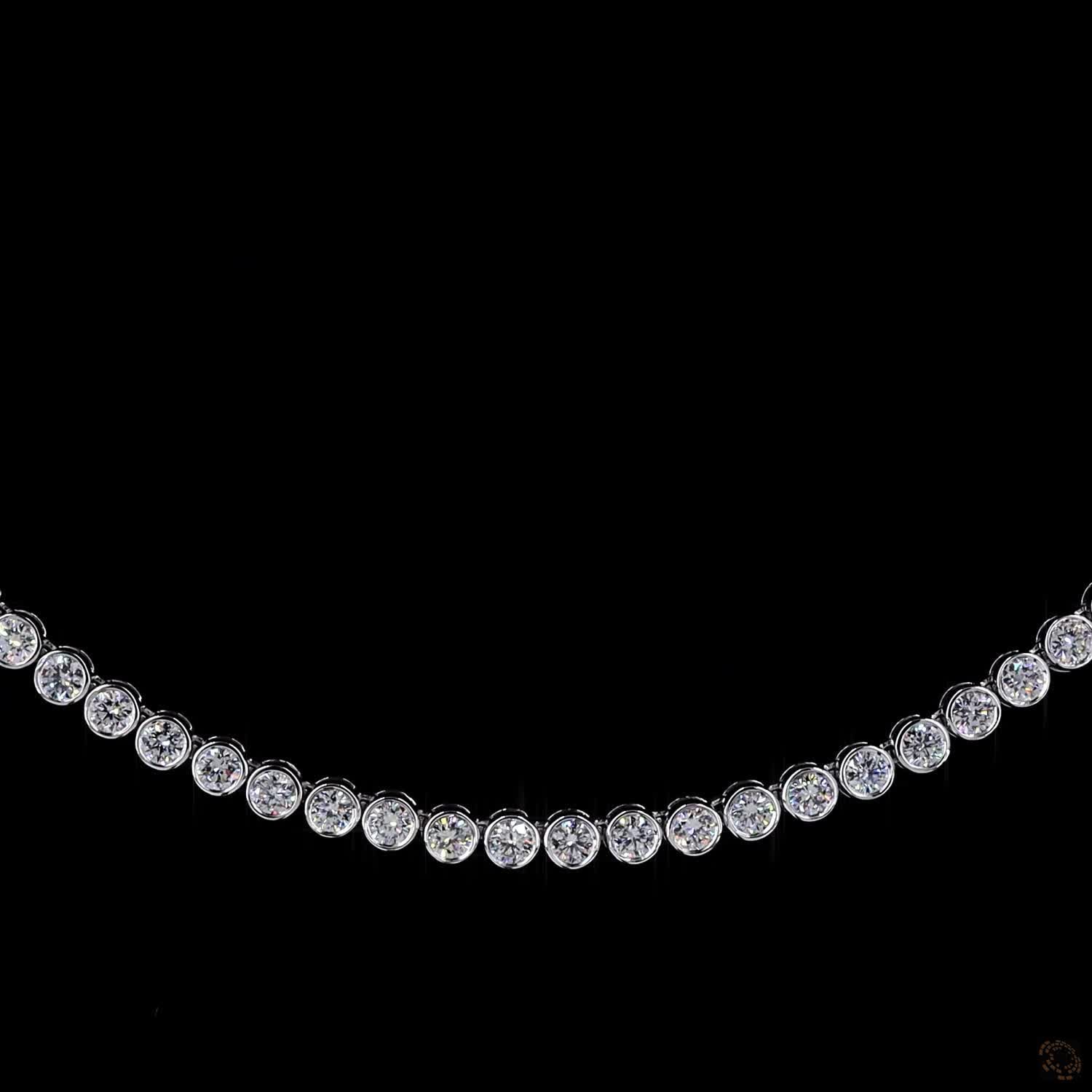 8.3 Ct Discover sleek, modern elegance with this bezel-set round-cut diamond tennis necklace