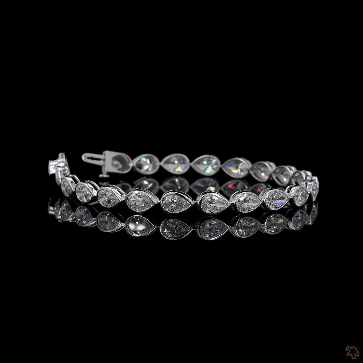 10.67 Ct Pear Cut Diamond Tennis Bracelet, Bezel Set Diamond Bracelet, Teardrop Diamond Bracelet