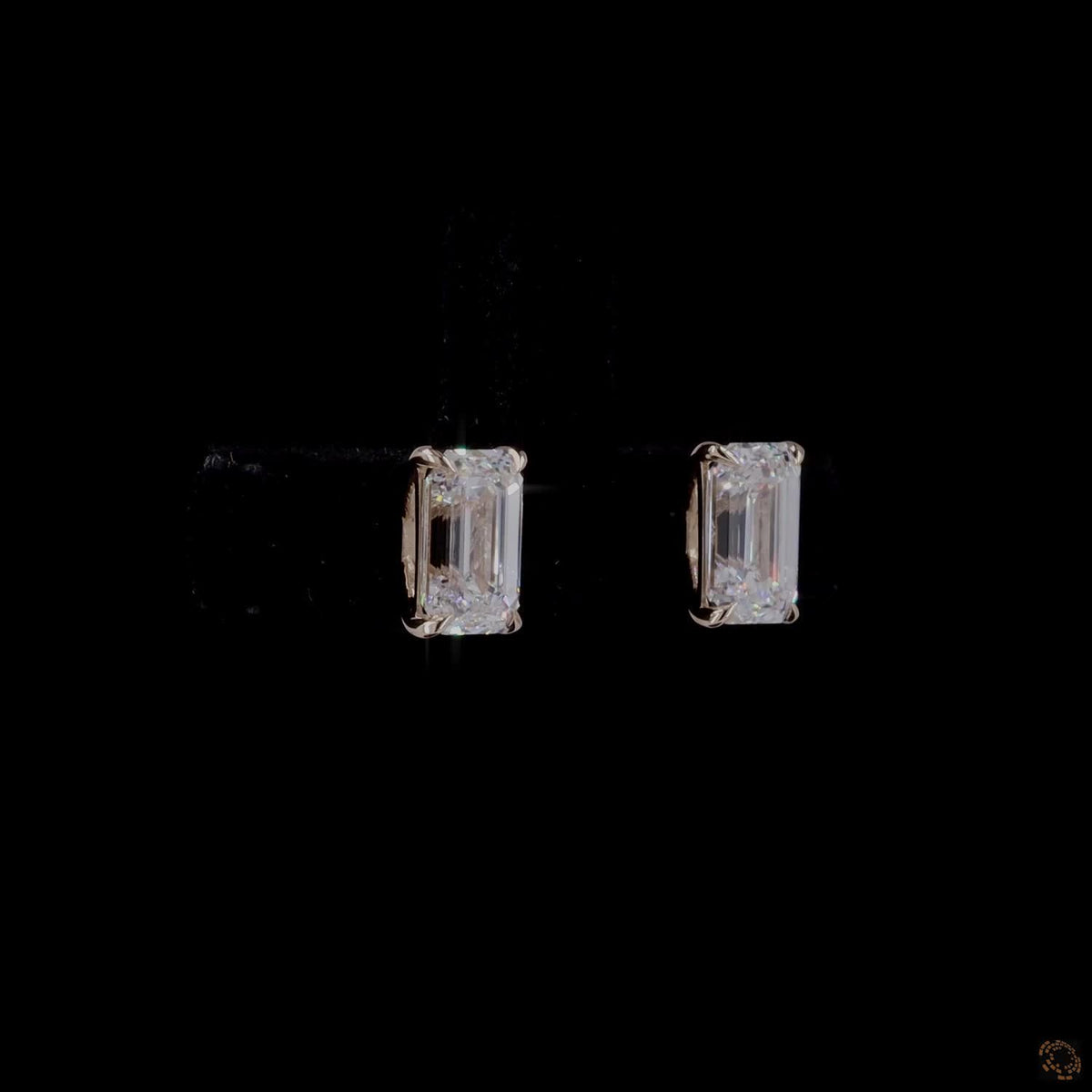 2.06 Ct Emerald Cut Solitaire Diamond Stud Earrings in Yellow Gold