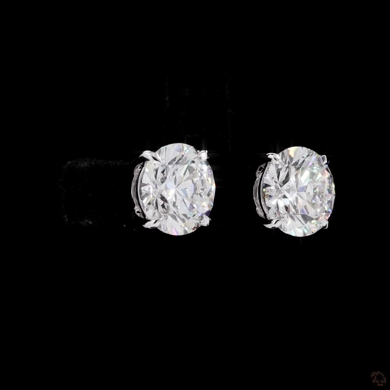 6.18 Ct Classic White Gold Round Diamond Solitaire Studs, High-Polish 4-Prong Basket Earrings for Women