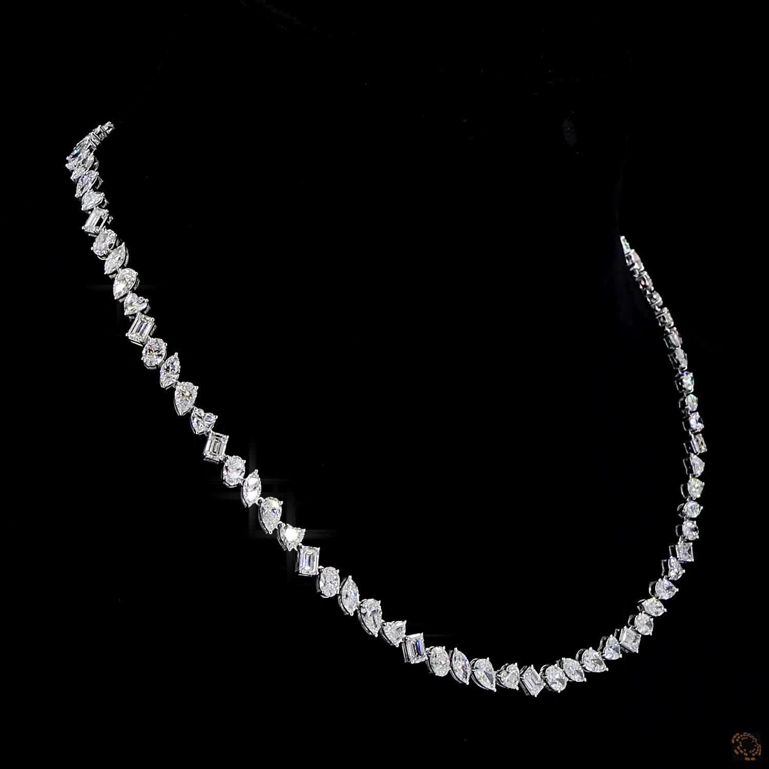 20.95 Ct Multi-Shape Fancy Cut Diamond Eternity Tennis Necklace
