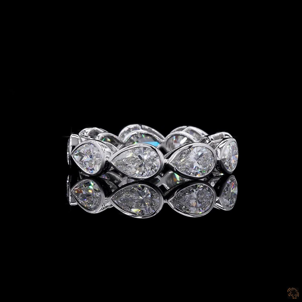 5.16 Ct Bezel Set Pear Cut lab-grown Diamond Eternity Ring