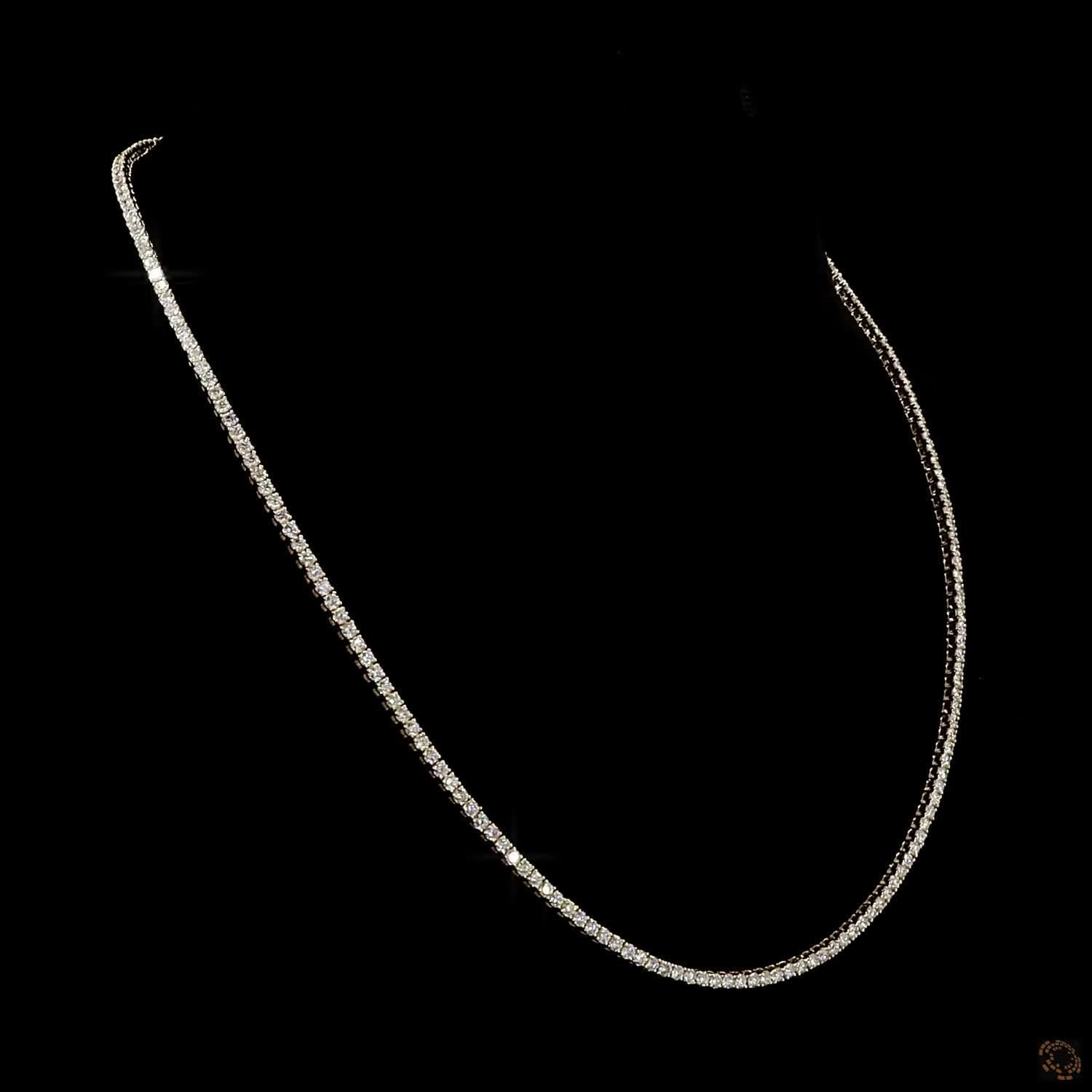 7.07 Ct Minimalist Single Row Graduated Round Diamond Yellow Gold Statement Chain