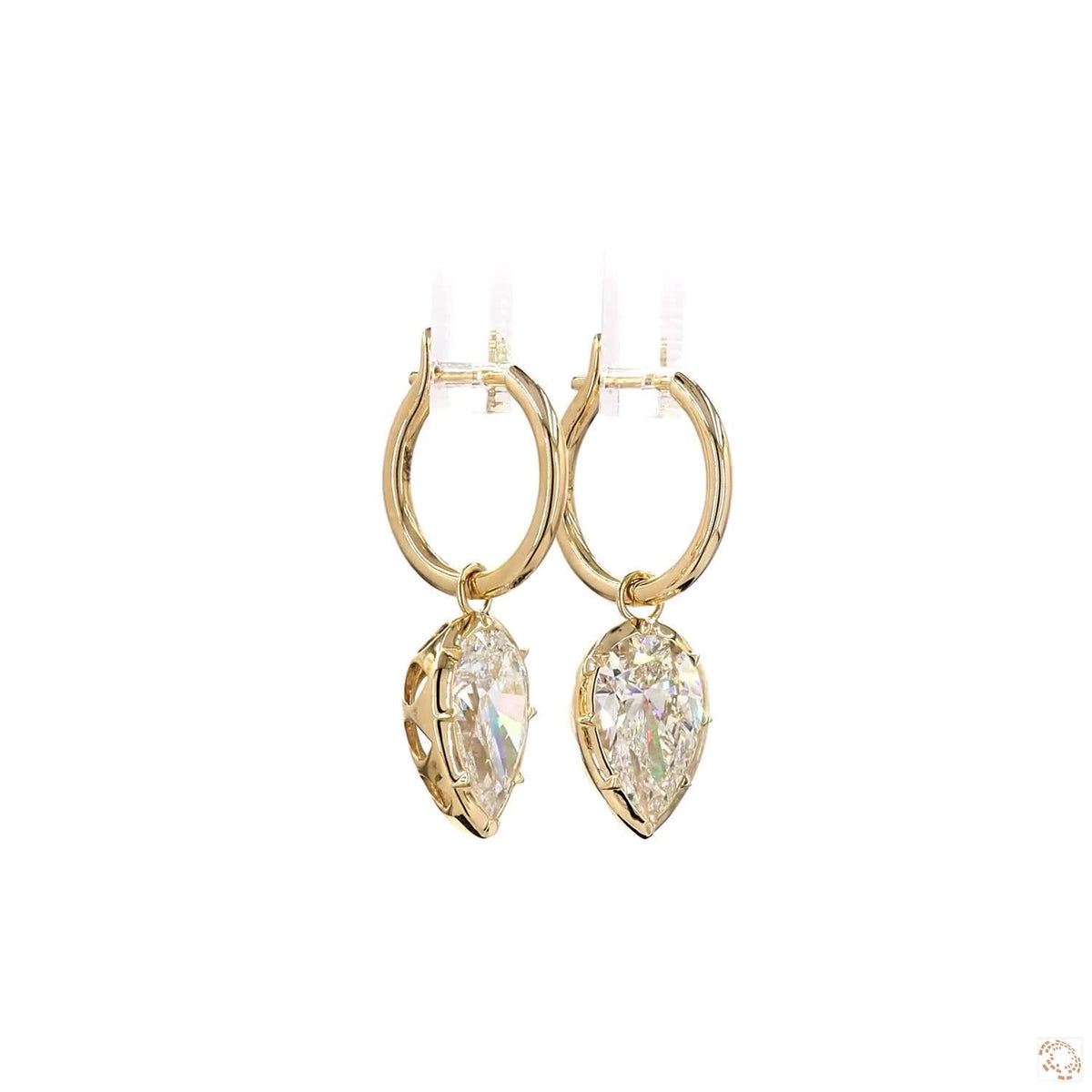 6.03 Ct Solitaire Georgian Earring | Pear Cut Bezel Set Diamond Dangle Hoop Earrings | Elegant Minimalist Luxury Earrings for Women