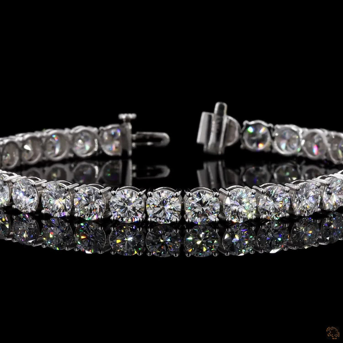 16.98 Ct 14K White Gold Round Tennis Bracelet with Double Latch Box Clasp