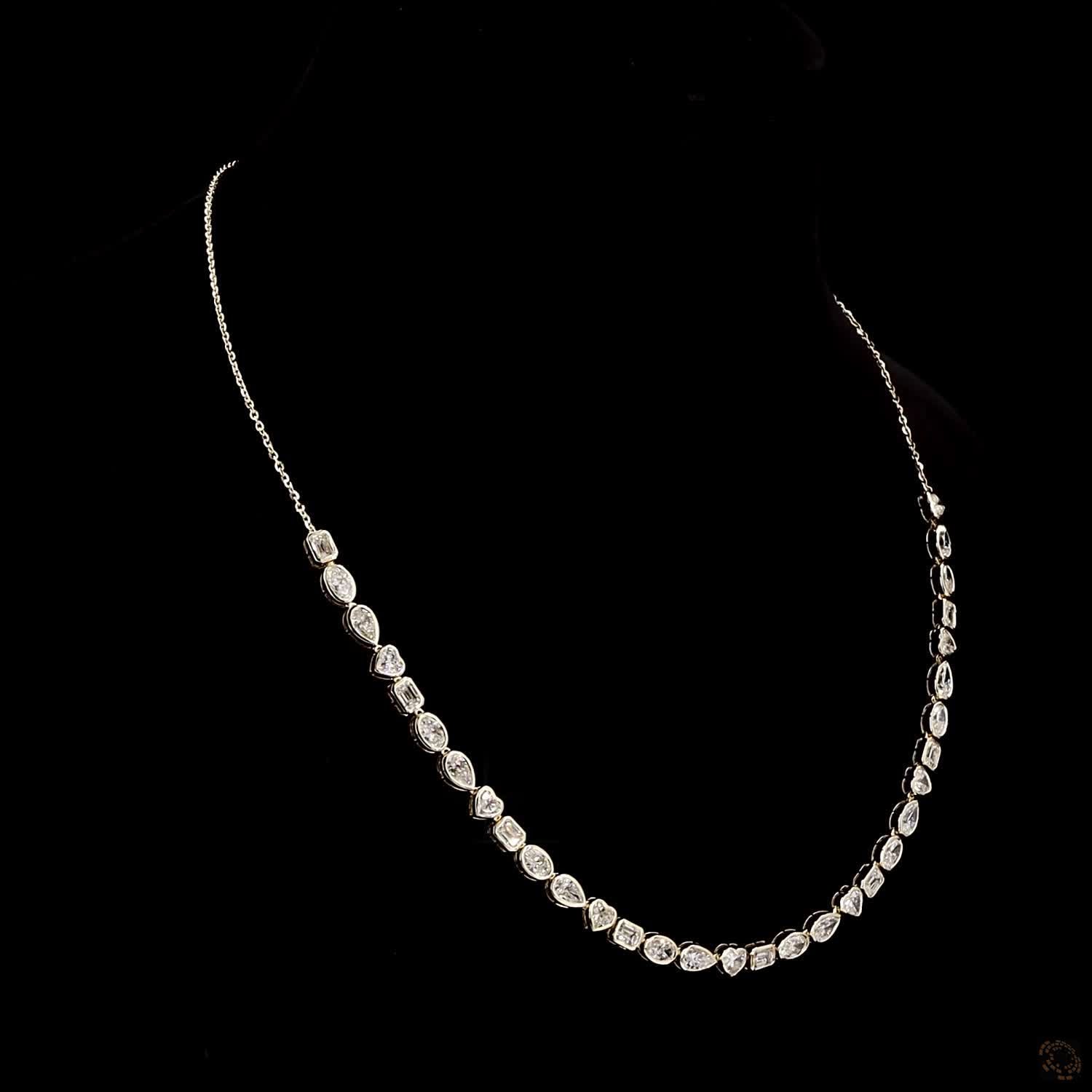 8.83 Ct Multi-Shape Bezel-Set Lab-Grown Diamond Tennis Necklace in 14K Yellow Gold