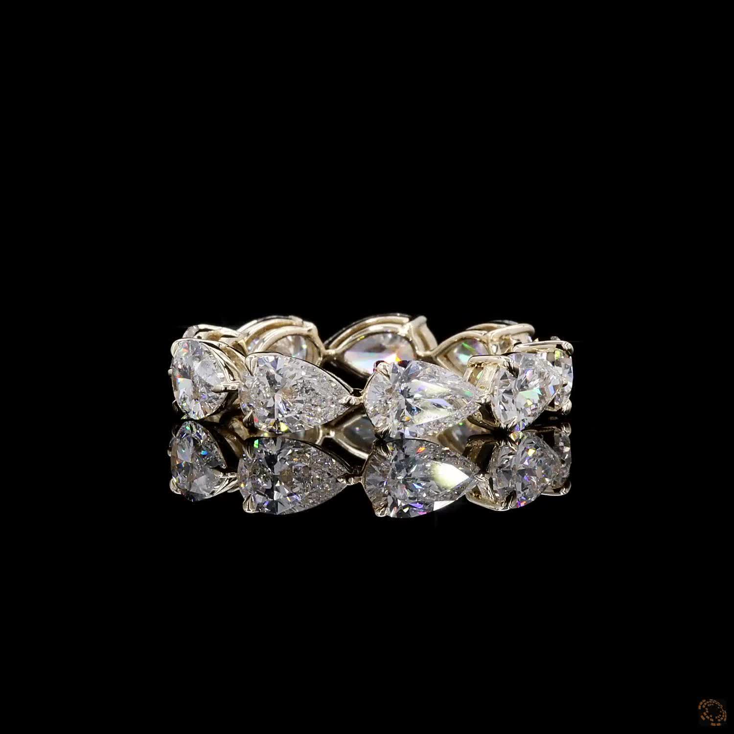 4.97 Ct Pear Cut Lab Grown Diamond Eternity Band Ring in 14K Yellow Gold | Shared Prong Full Eternity Wedding Band | Anniversary Ring for Women