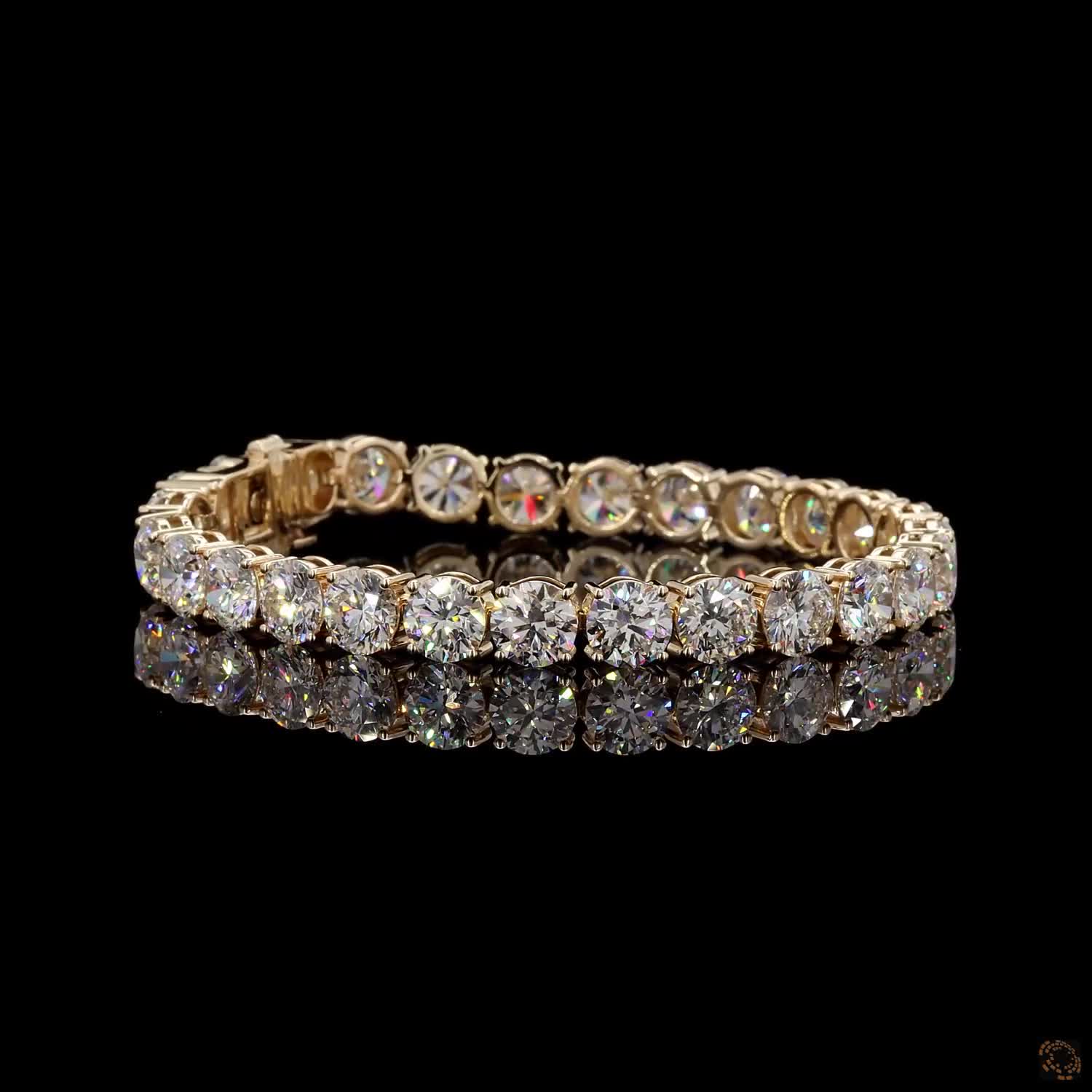 28.61 Ct Round Cut Lab Grown Diamond Tennis Bracelet