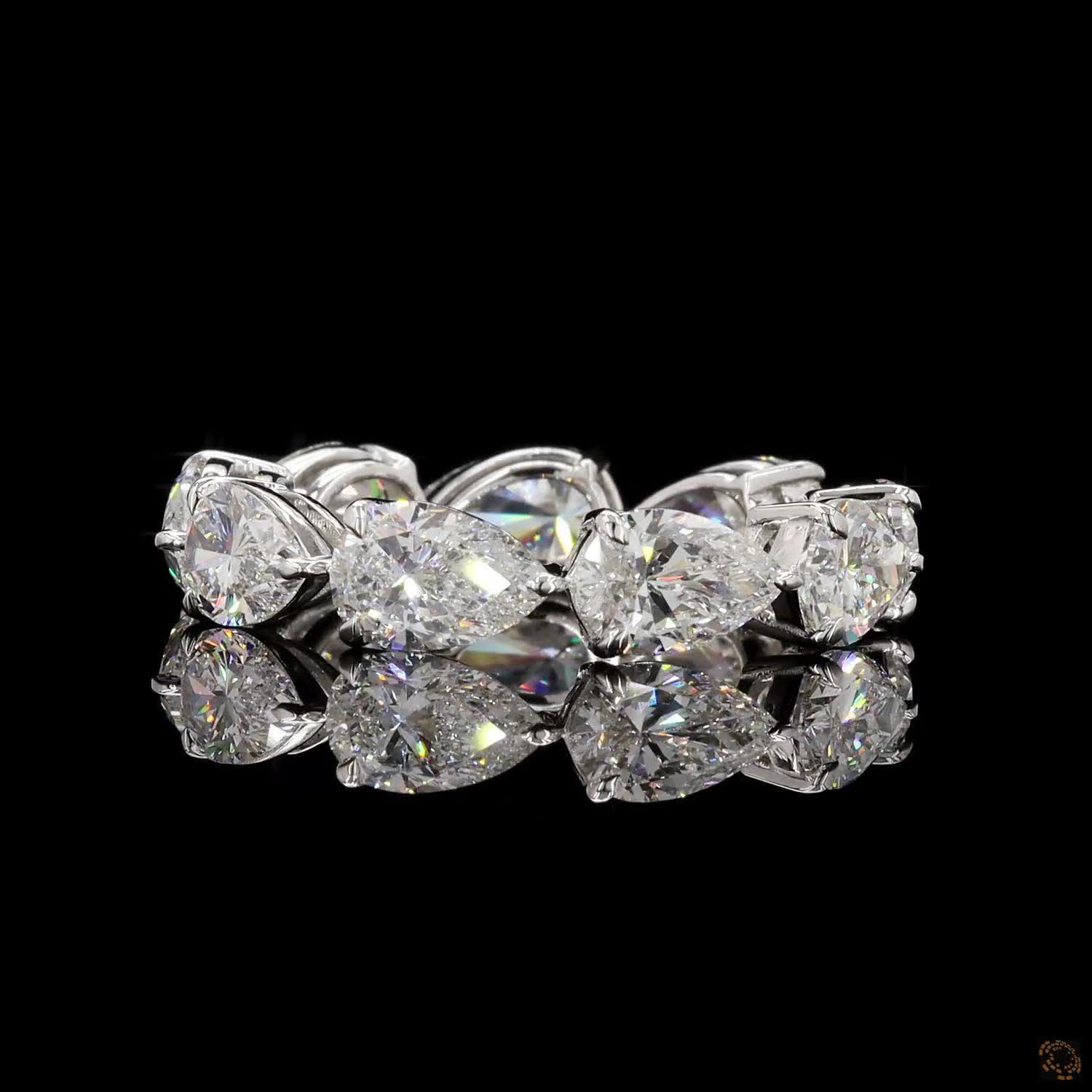 5.14 Ct Pear Cut Lab Grown Diamond Eternity Band Ring in 14K White Gold | Shared Prong Full Eternity Wedding Band | Anniversary Ring for Women