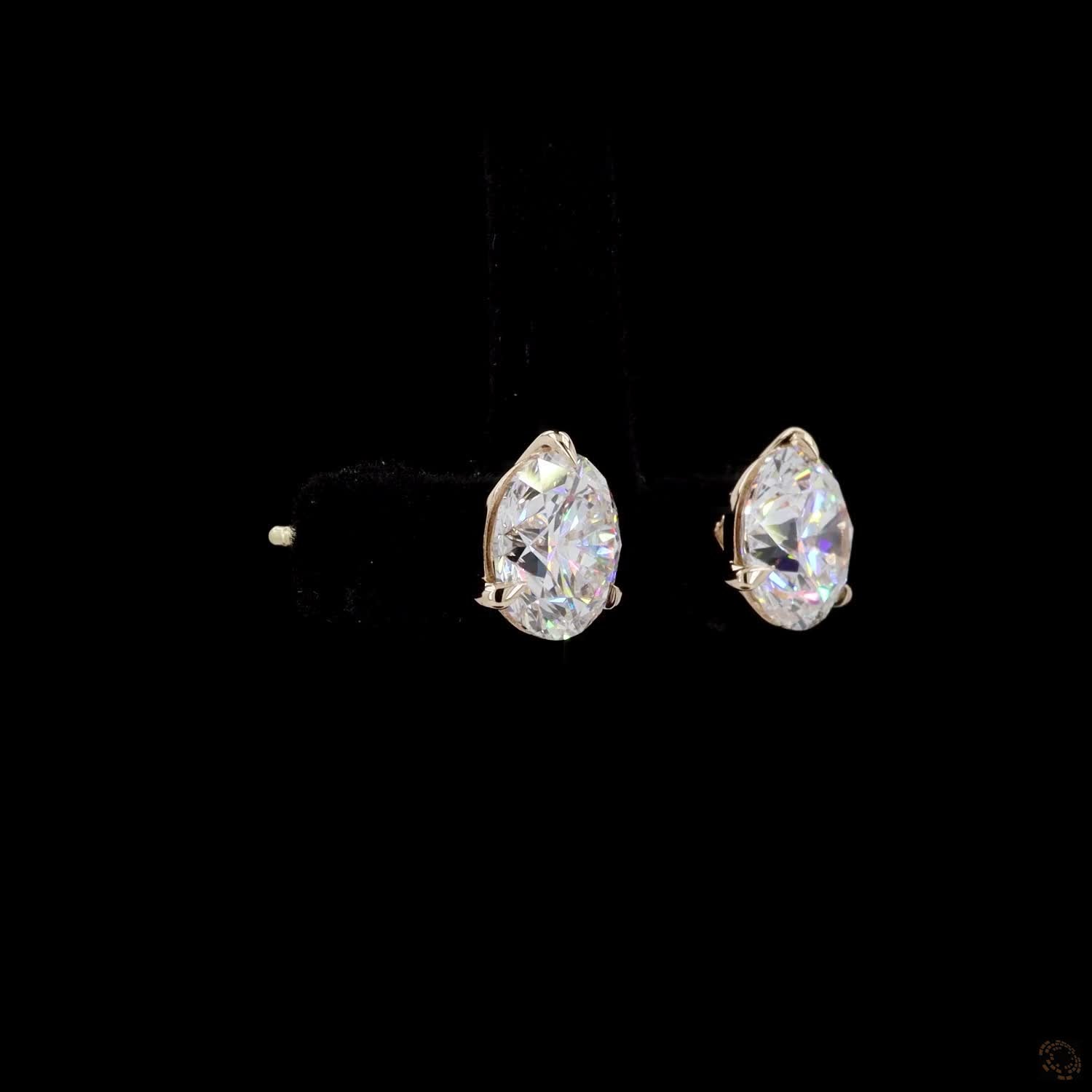 4.16 Ct Solid 14K Yellow Gold Round Brilliant Diamond Stud Earrings – Elegant 3-Prong Solitaire Earring Set