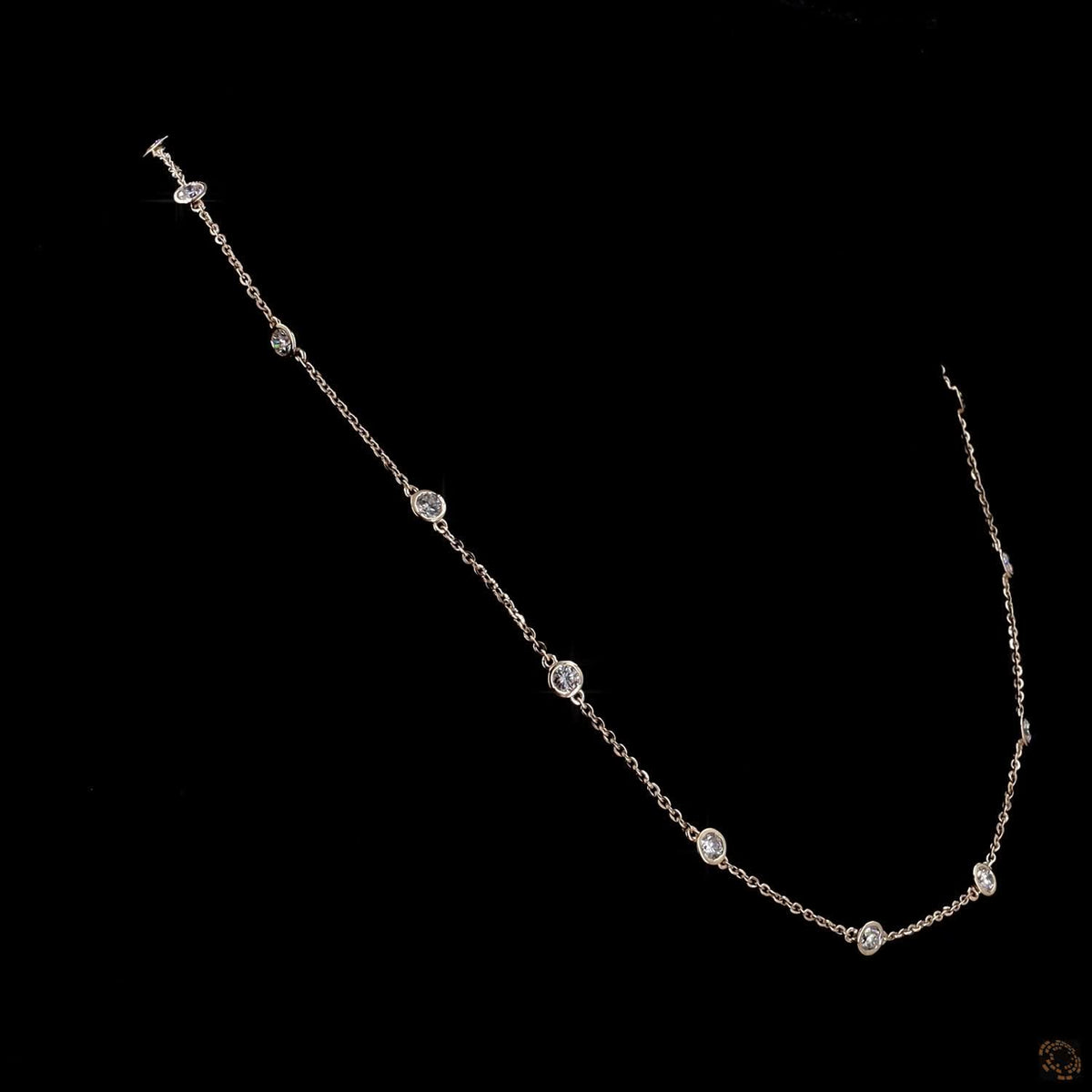 1.97 Ct Rose Gold Bezel Set Round Diamond Station Fashion Necklace