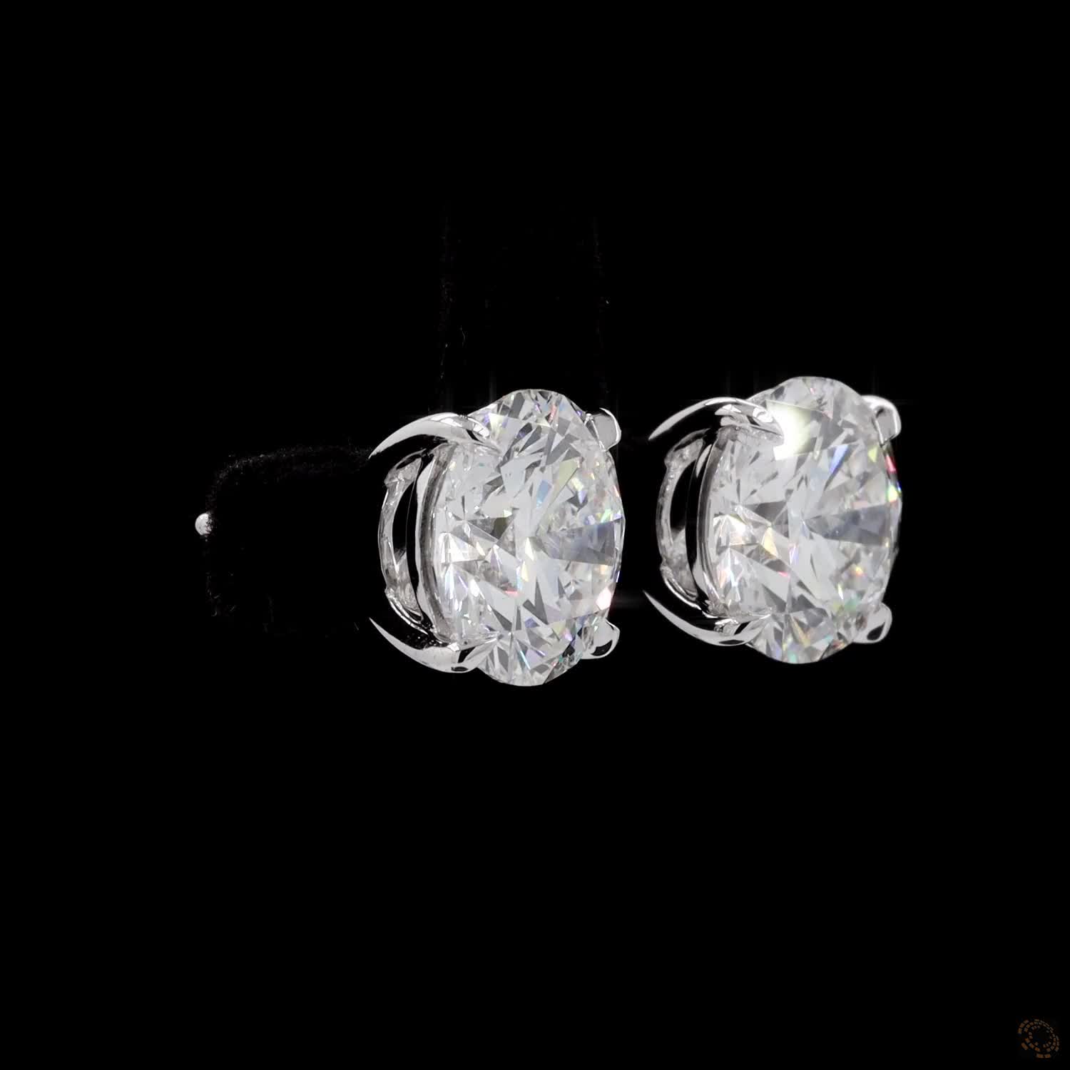 10.5 Ct Modern Solid 14K White Gold Round Brilliant Cut Diamond Stud Earrings – Full Bezel Frame Solitaire Set