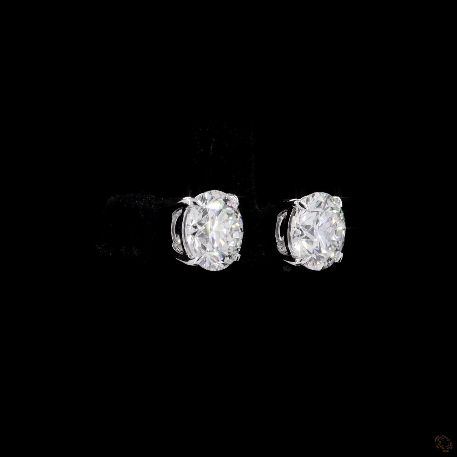 4.10 Ct Classic Round Cut Diamond Solitaire Stud Earrings in 14K White Gold | 4-Prong Basket Setting with Friction Backs