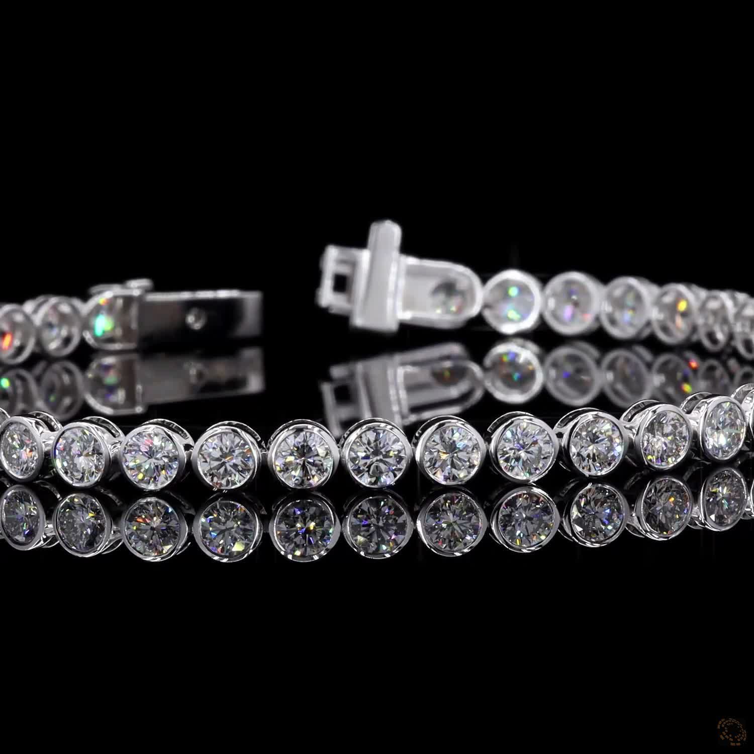 5.57 Ct Full Bezel Setting Individual smooth round metal rims completely encircling each diamond