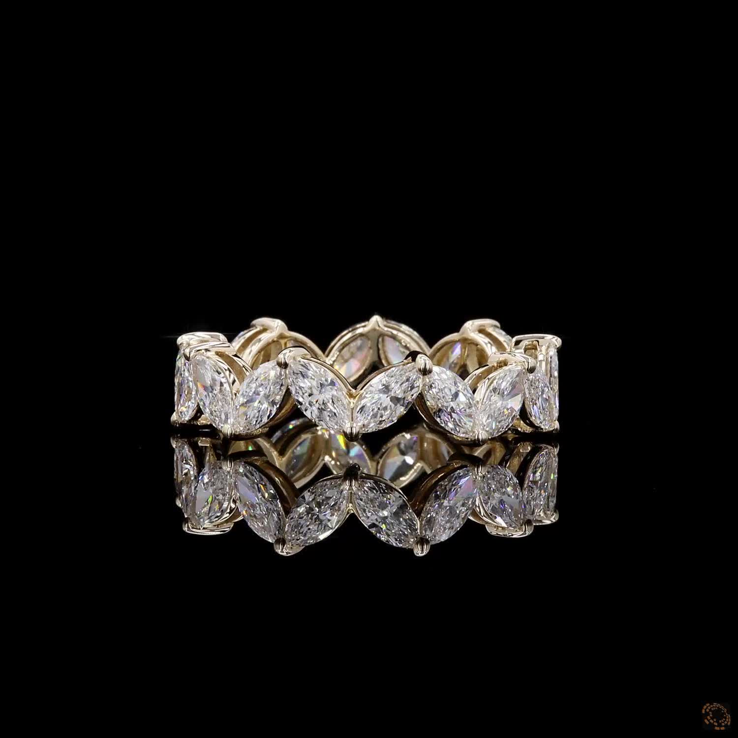 2.77 Ct Marquise Cut Diamond Eternity Ring | 14K Yellow Gold Lab Grown Diamond Wedding Band
