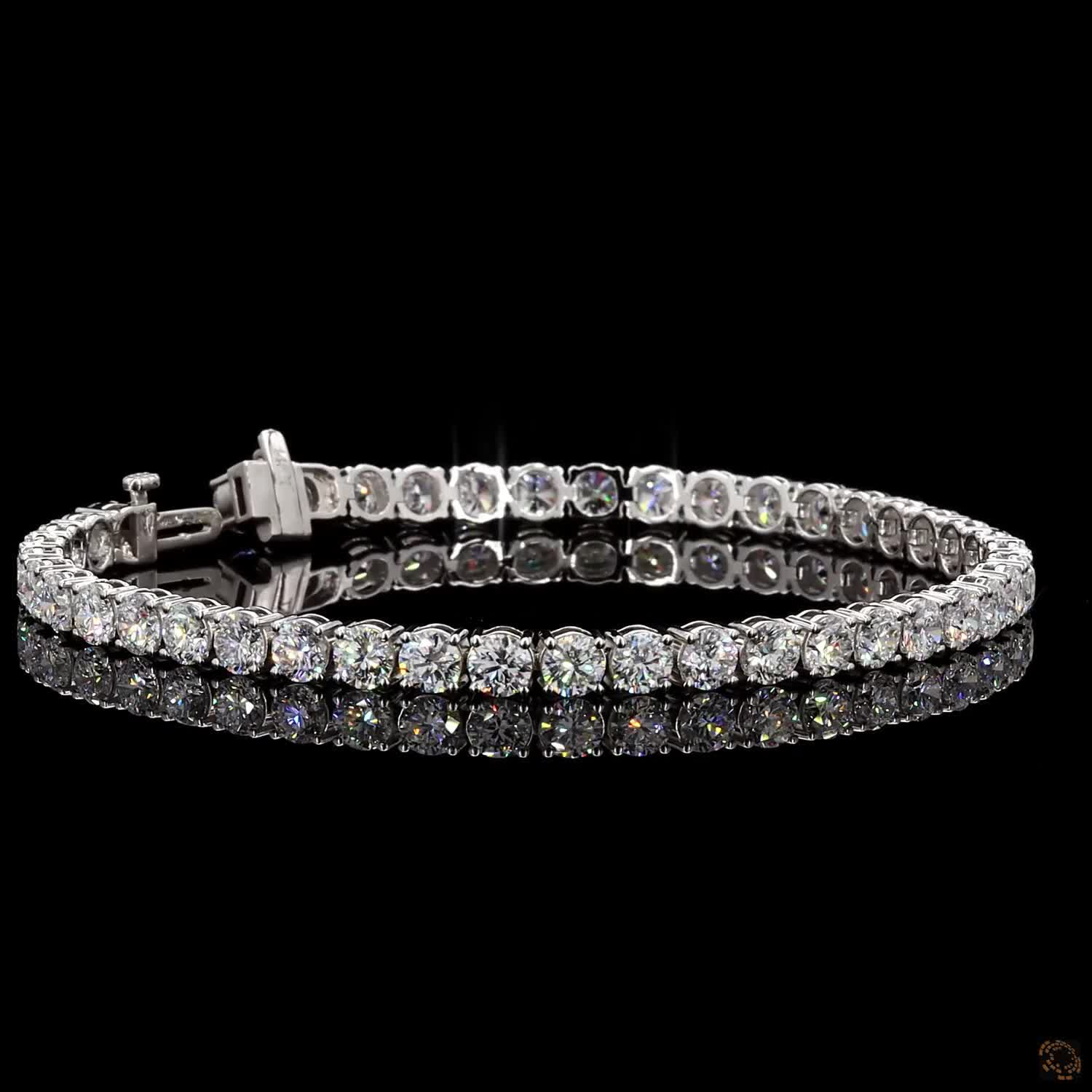 9.92 Ct 14K White Gold Graduated Round Tennis Bracelet with Double Latch Box Clasp