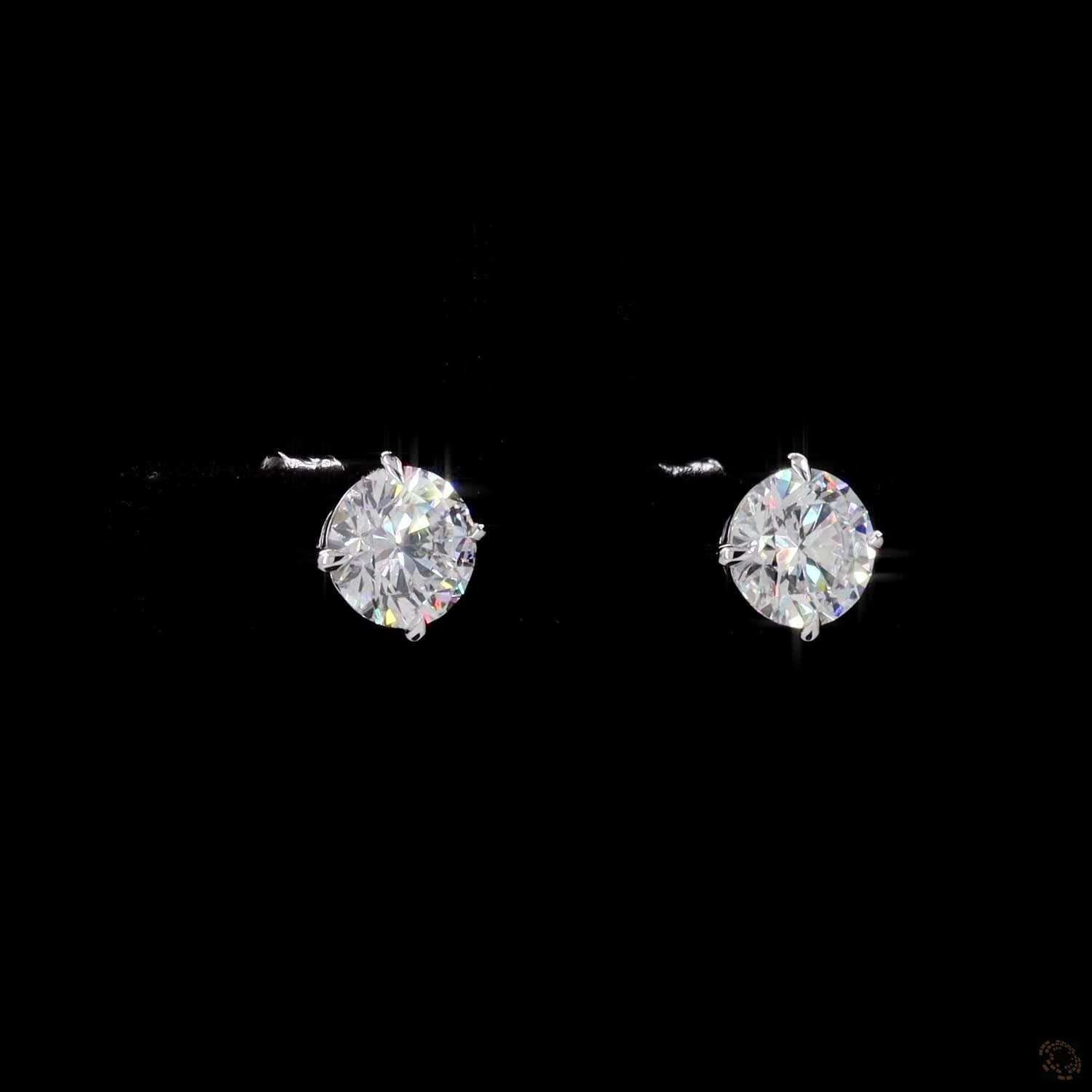 1.50 Ct Solid 14K White Gold Round Brilliant Cut Diamond Stud Earrings – Classic 4-Prong Claw Solitaire Studs