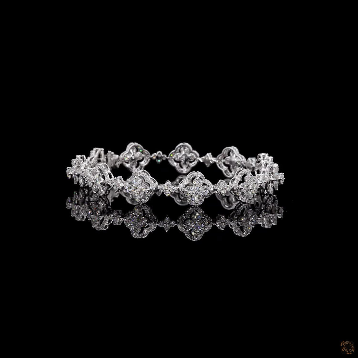 6.40 Ct Diamond Clover Bracelet Round 14K White Gold