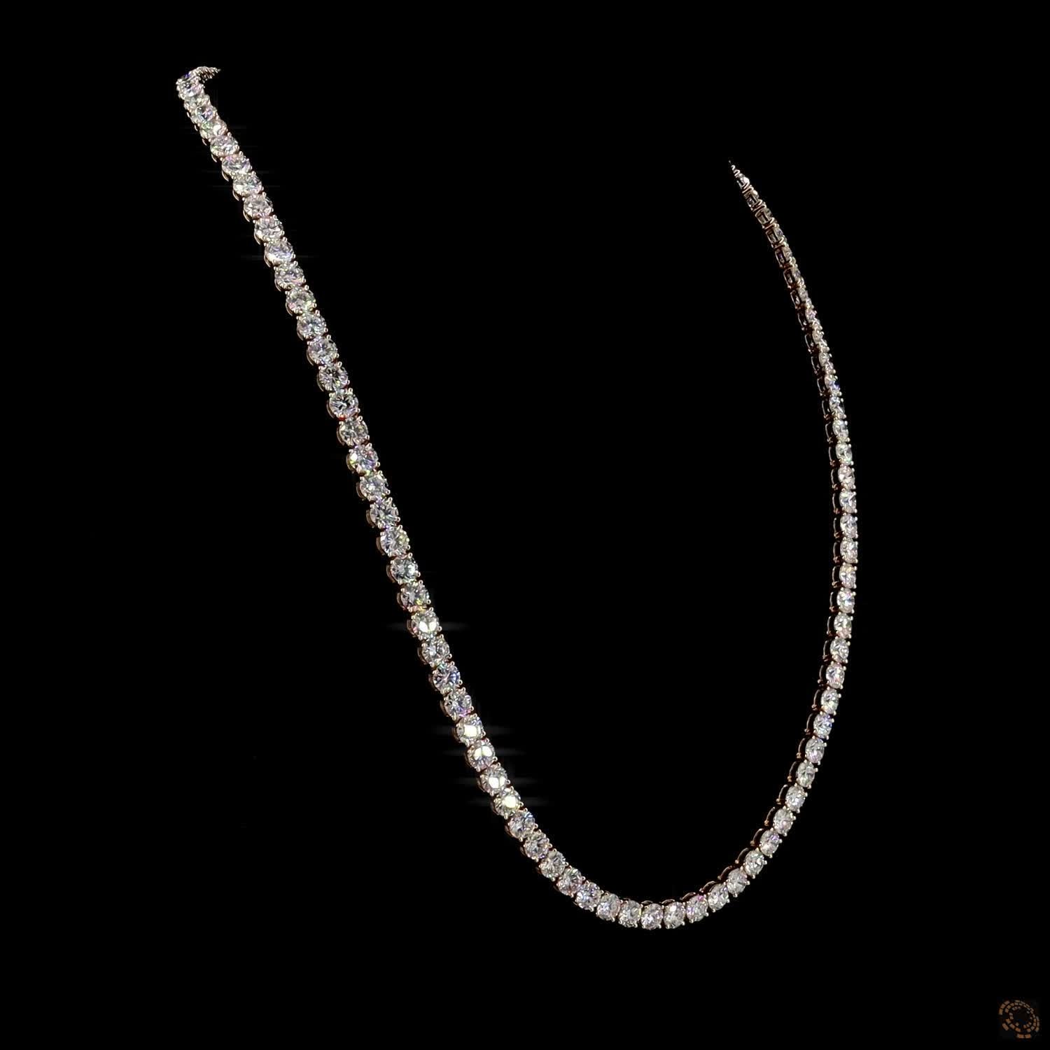58.61 Ct Round Lab-Grown Diamond Eternity Tennis Necklace in Platinum Finish