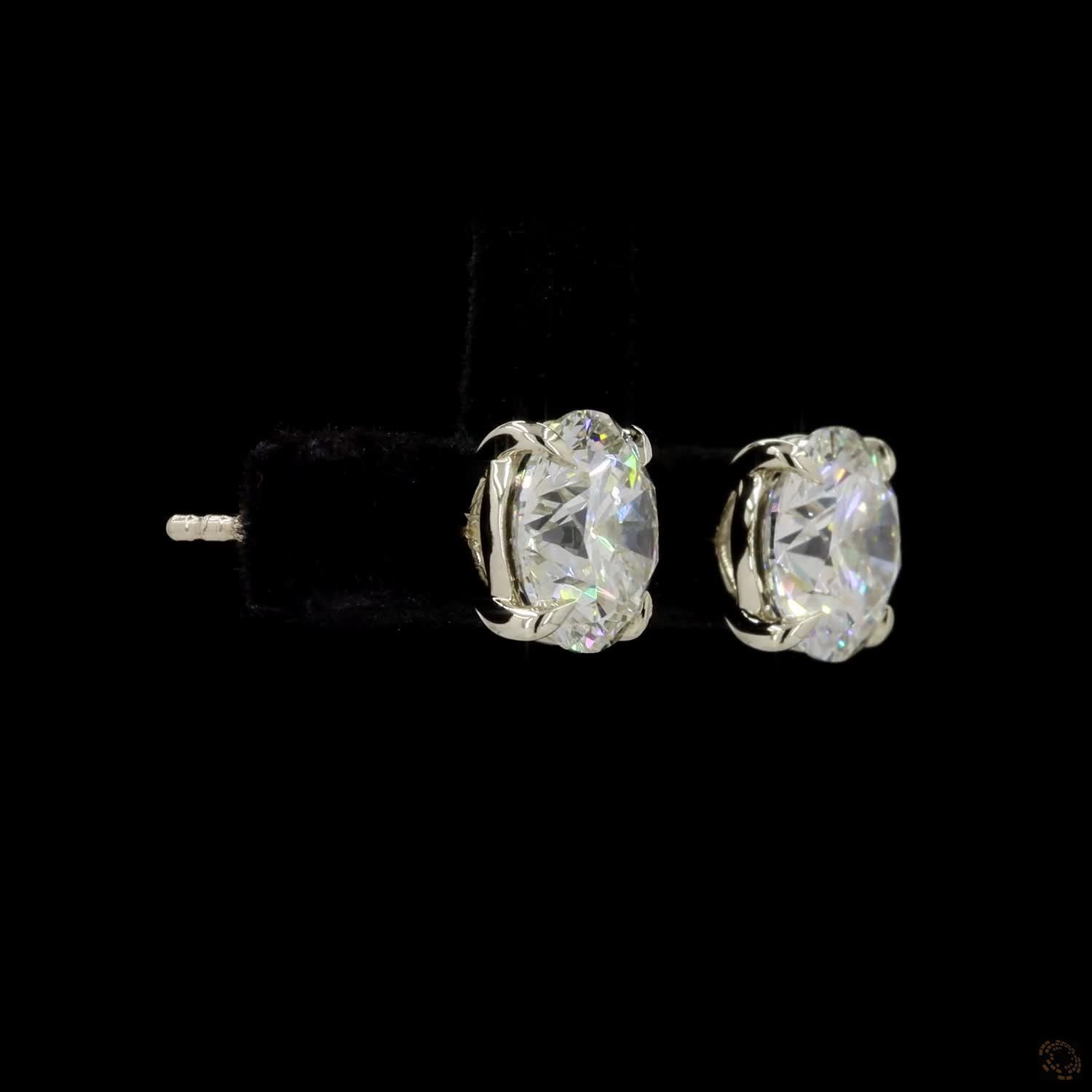4.03 Ct Bezel Set Round Solitaire Stud Earrings in Yellow Gold