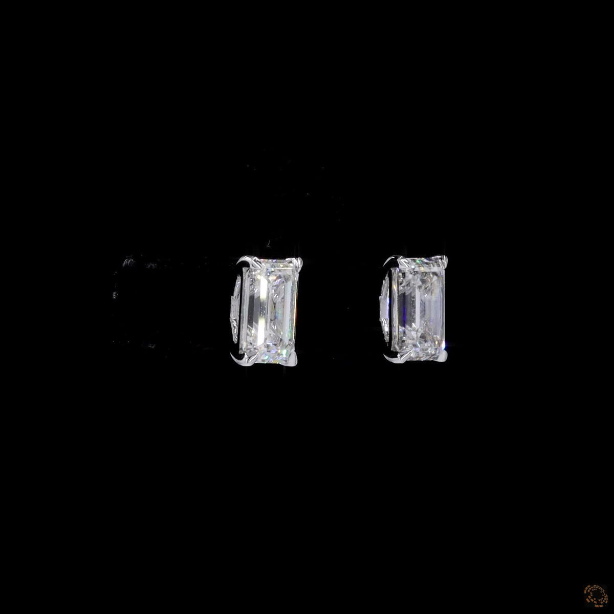 2.19 Ct Emerald Cut Solitaire Diamond Stud Earrings in White Gold