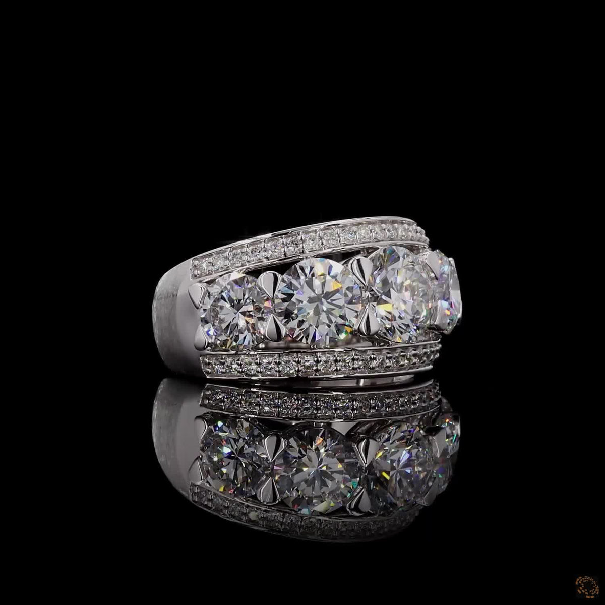 4.00 Ct Round Brilliant Cut Triple Row Engagement Ring