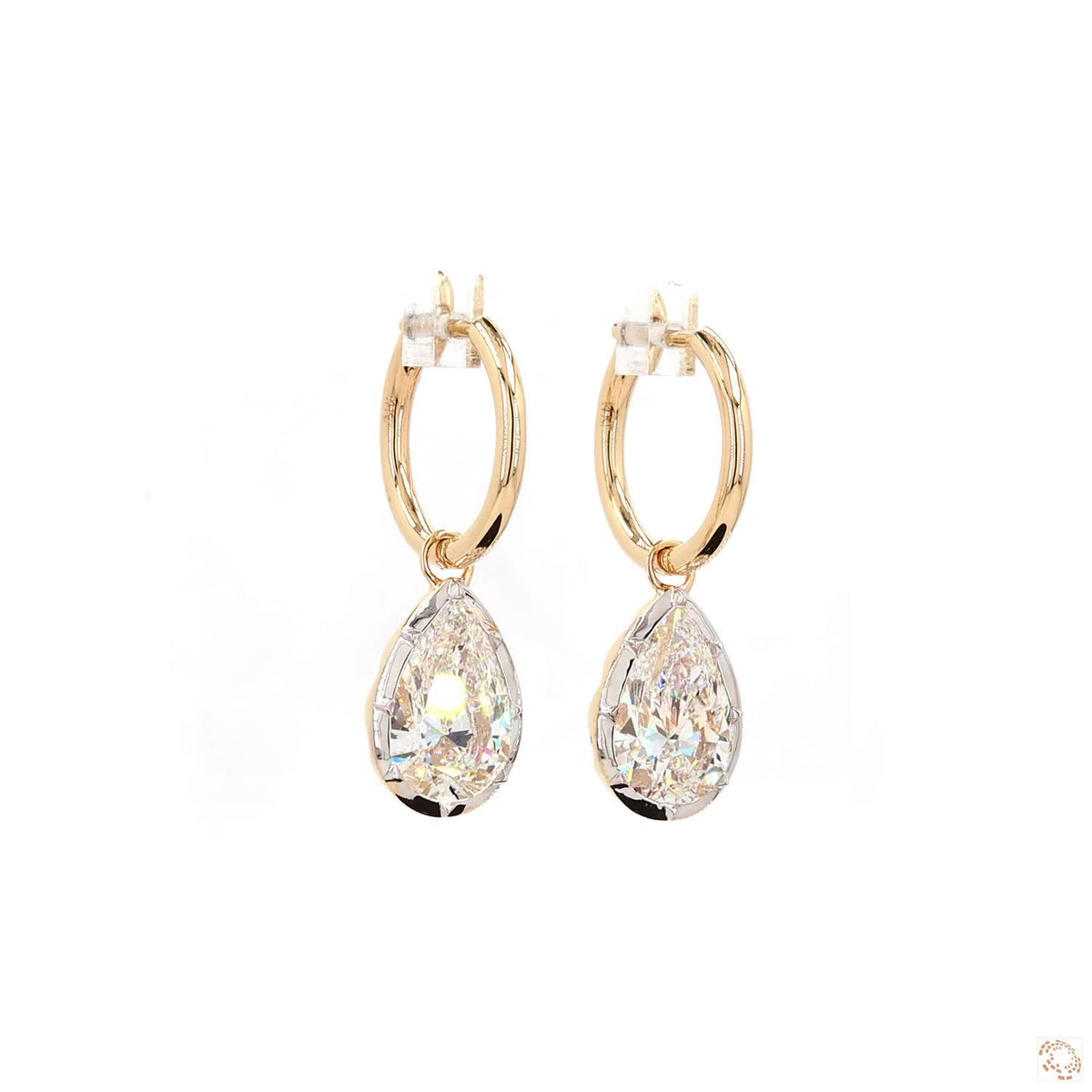 6.09 Ct Minimalist Pear Cut Gold Hoop Earrings | Elegant Drop Earrings for Women
