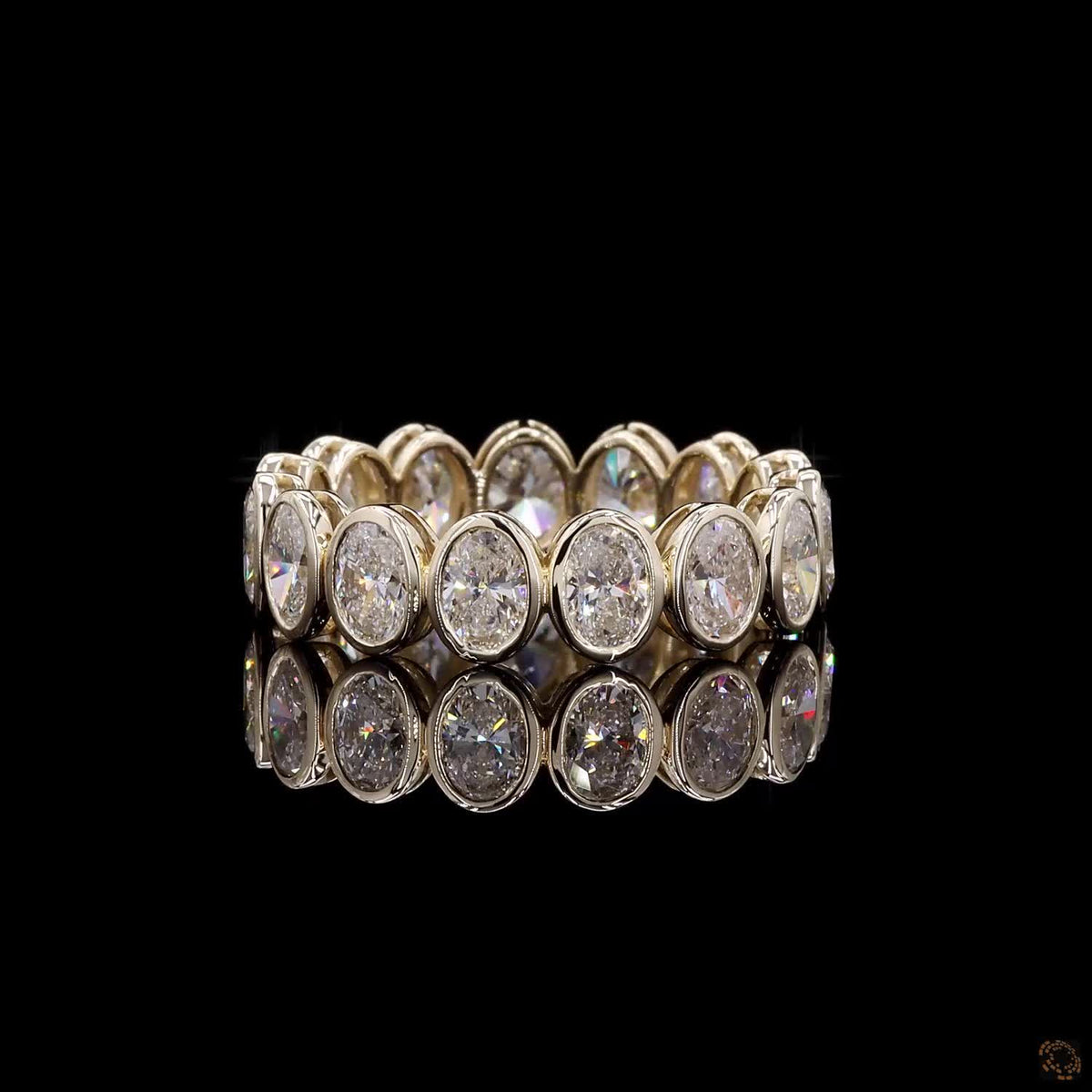 3.96 Ct Oval Bezel Set Diamond Eternity Ring | 14K Yellow Gold Lab Grown Diamond Wedding Band