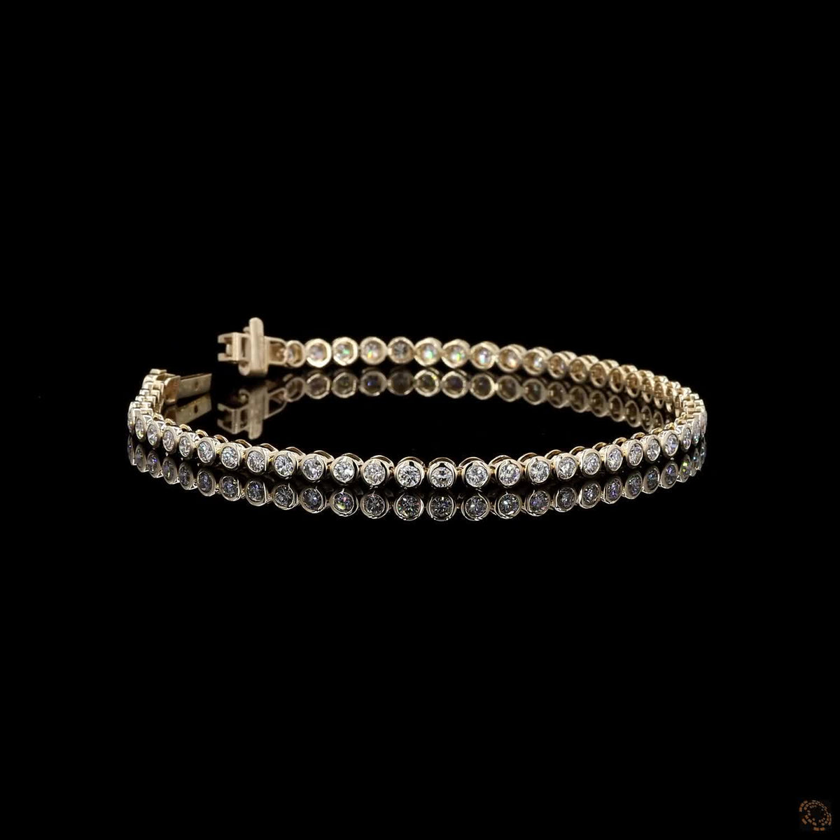 2.77 Ct Bezel Set Round Tennis Bracelet in 14K Yellow Gold | Uniform Round Diamond Alternative Line Bracelet
