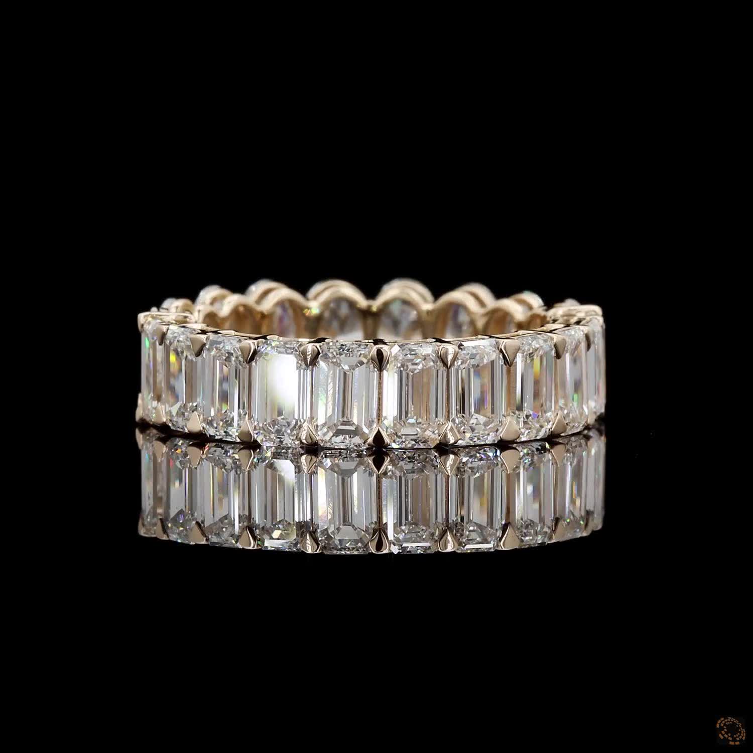 6.06 Ct Half Emerald Cut and Half Oval Cut Diamond Eternity Band in 14K Yellow Gold