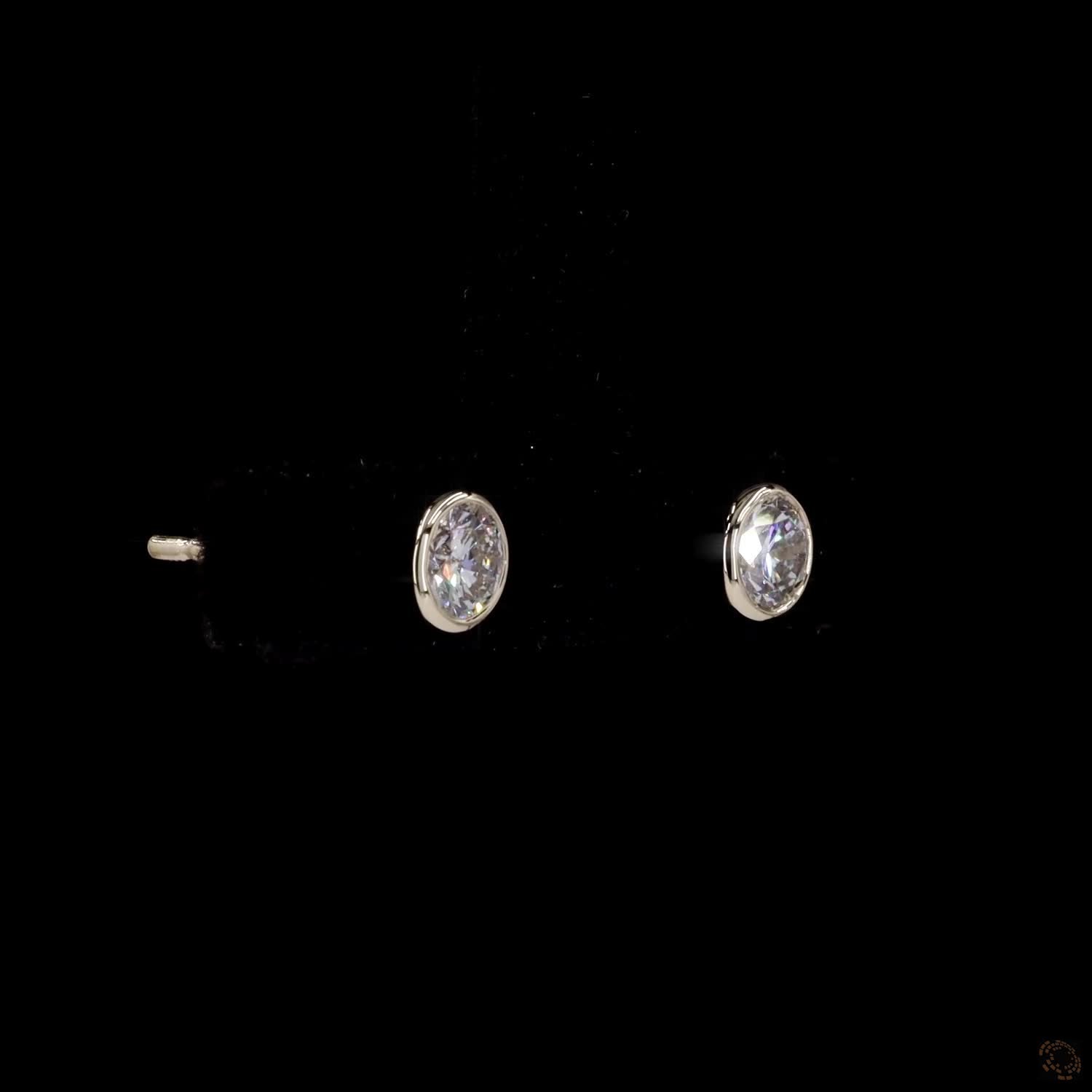 0.53 Round Diamond Solitaire Bezel Stud Earrings, High-Polish 14K Yellow Gold Flush-Set Diamond Studs for Women