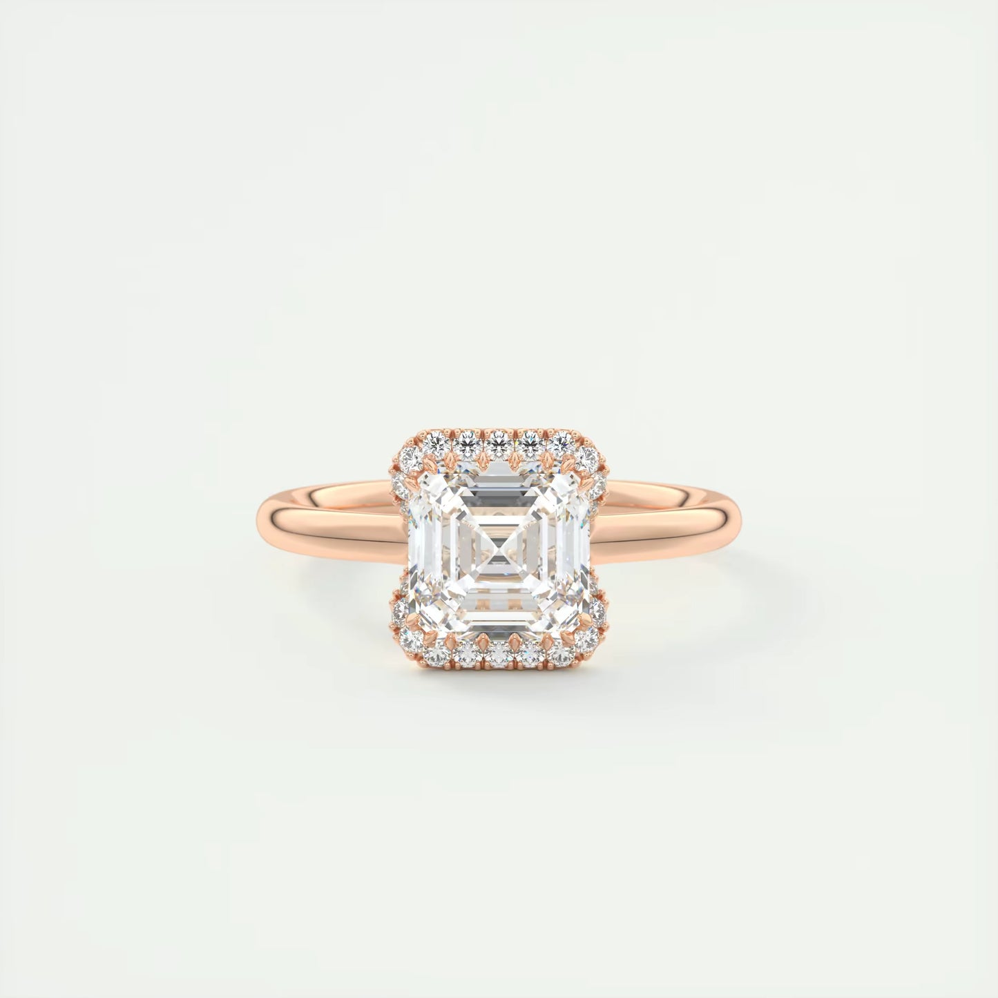 2.15 Ct The Crescent Asscher Flush Stacking Half Halo Solitaire
