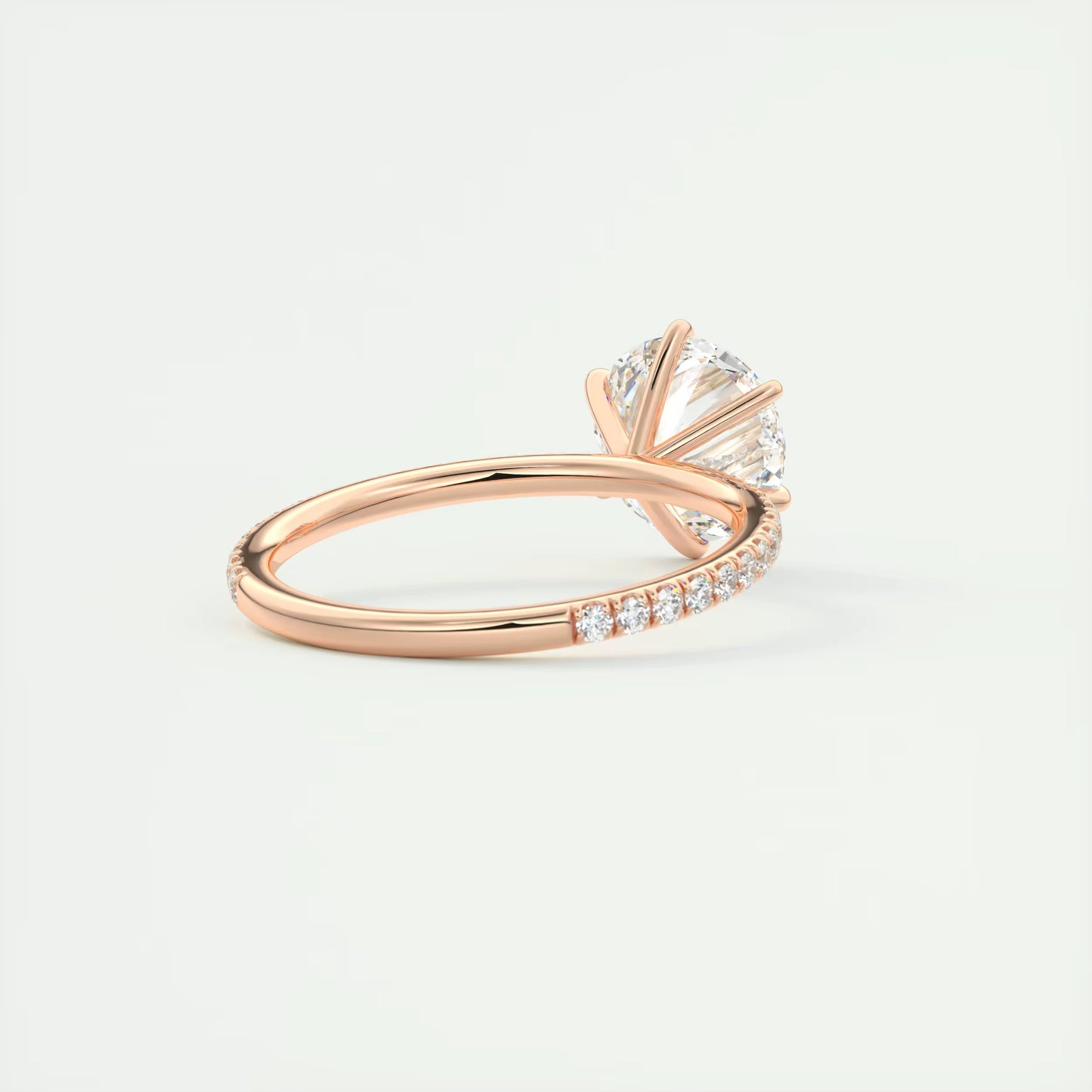 2.30 Ct Harper Pavé Round Center with 1.5mm French Set Pavé six claw prongs Ring