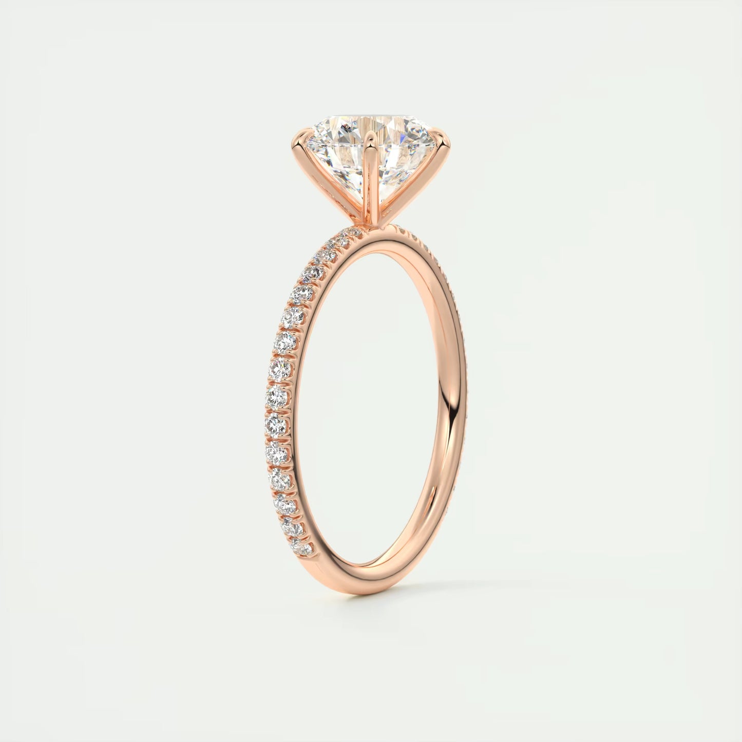 2.30 Ct Harper Pavé Round Center with 1.5mm French Set Pavé six claw prongs Ring
